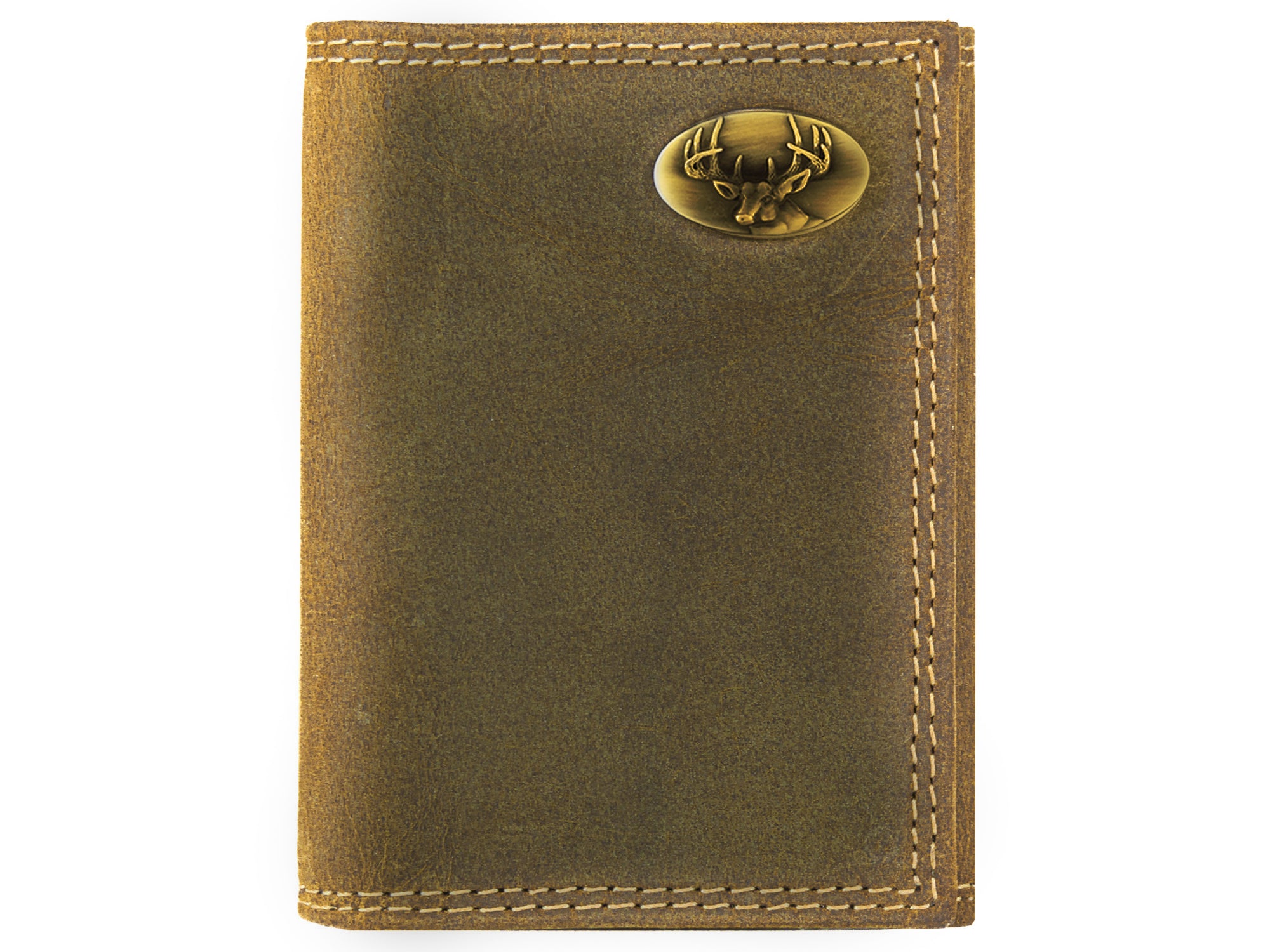 Buck Vintage Tan Leather Trifold Wallet