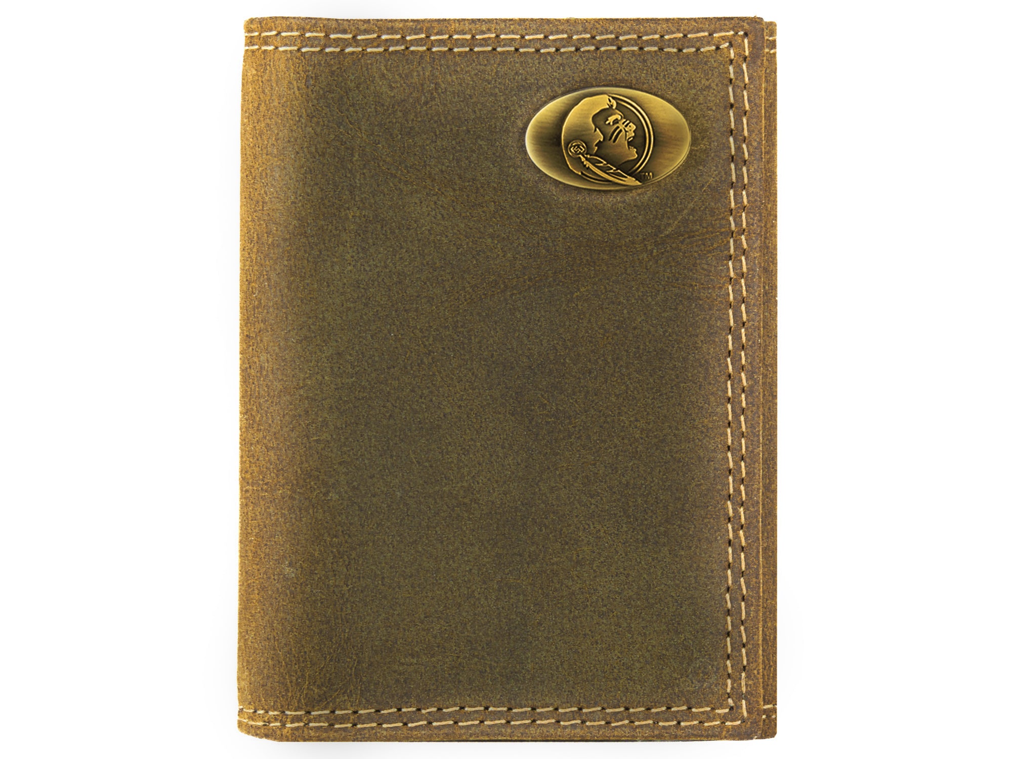 Florida State Seminoles Vintage Tan Leather Trifold Wallet