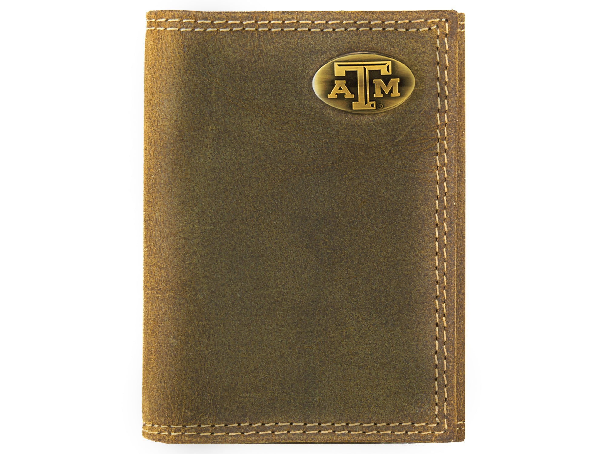 Texas A&M Aggies Vintage Tan Leather Trifold Wallet