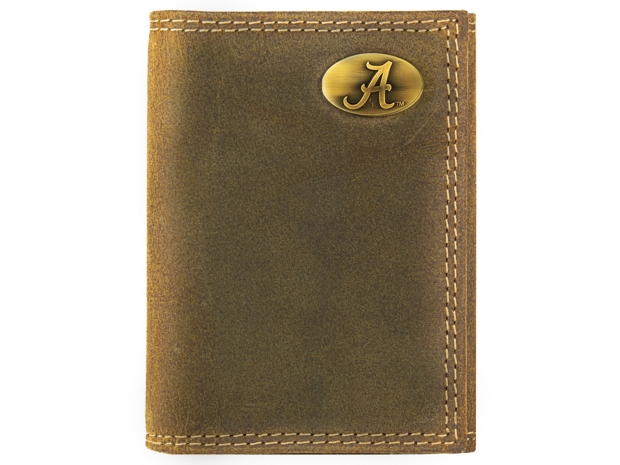 Alabama Crimson Tide Vintage Tan Leather Trifold Wallet