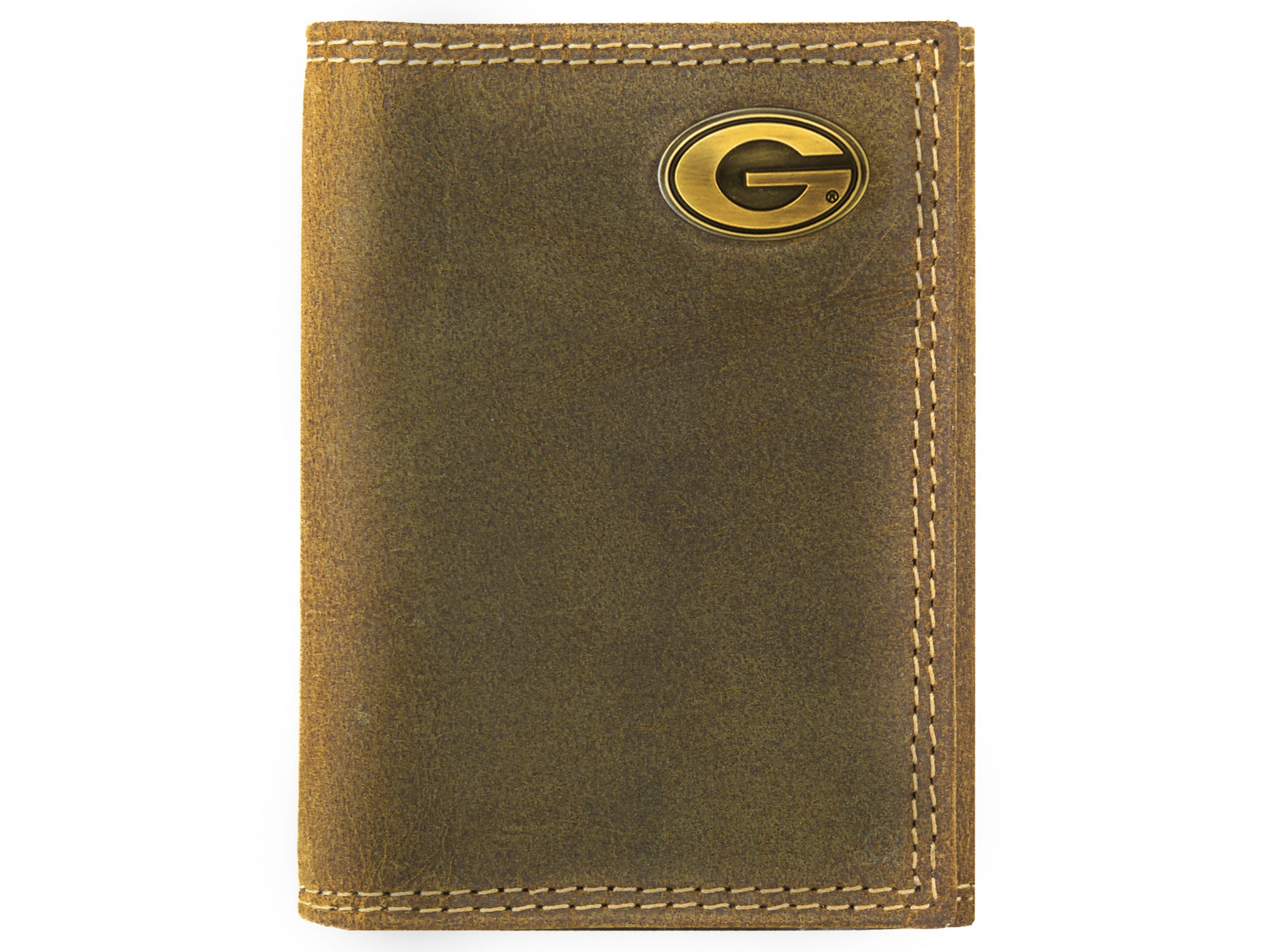 Georgia Bulldogs Vintage Tan Leather Trifold Wallet