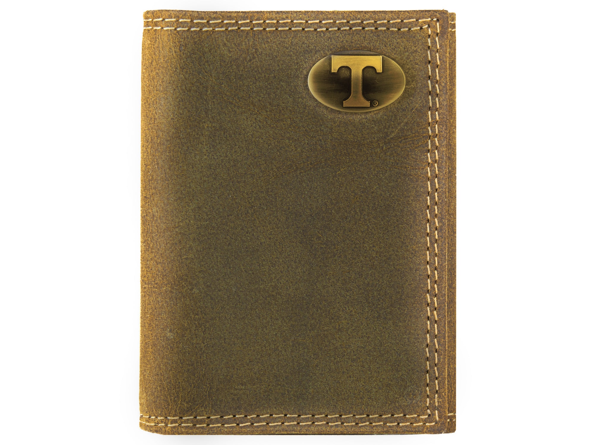 Tennessee Vols Vintage Tan Leather Trifold Wallet