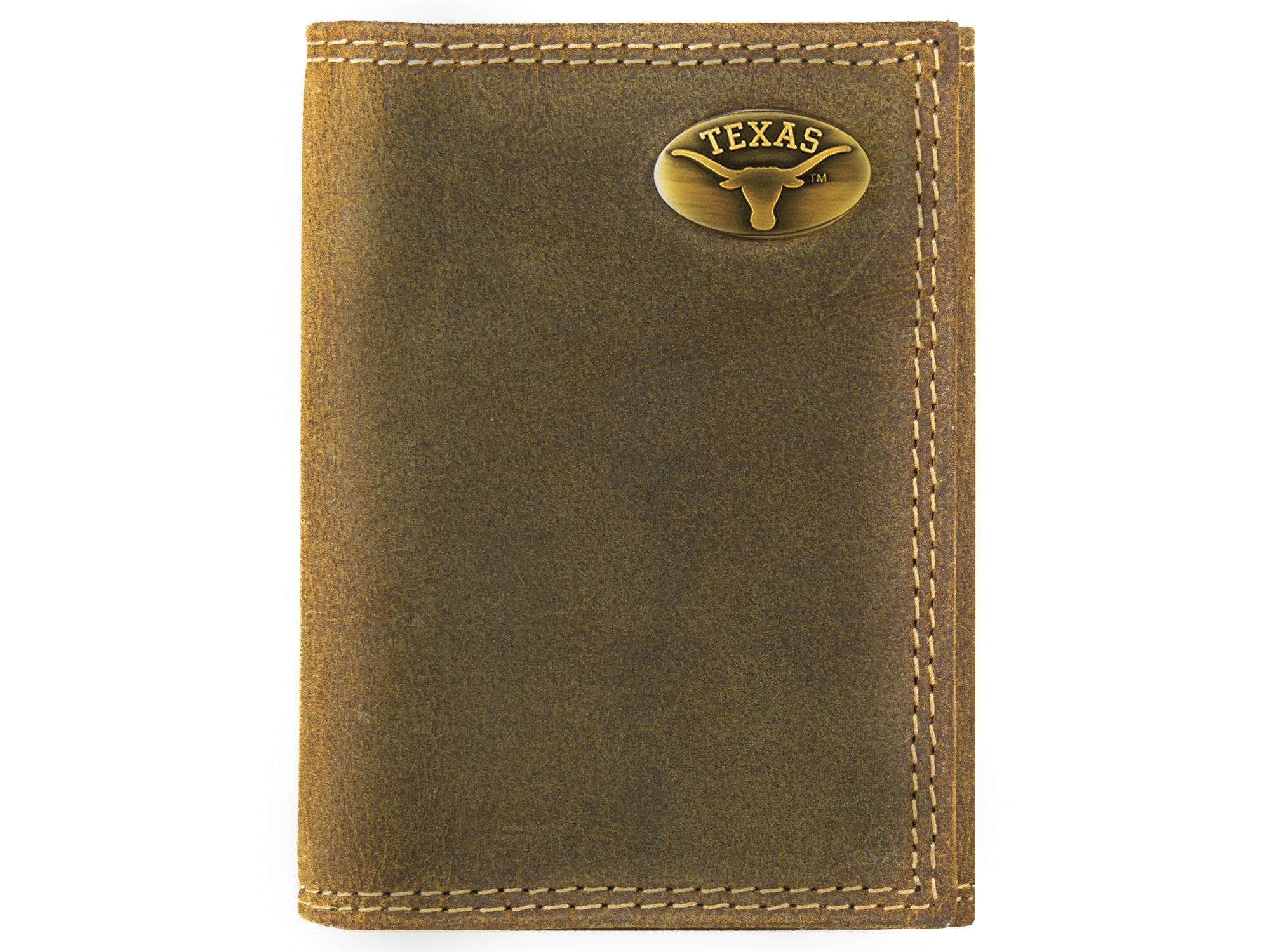 Texas Longhorns Vintage Tan Leather Trifold Wallet