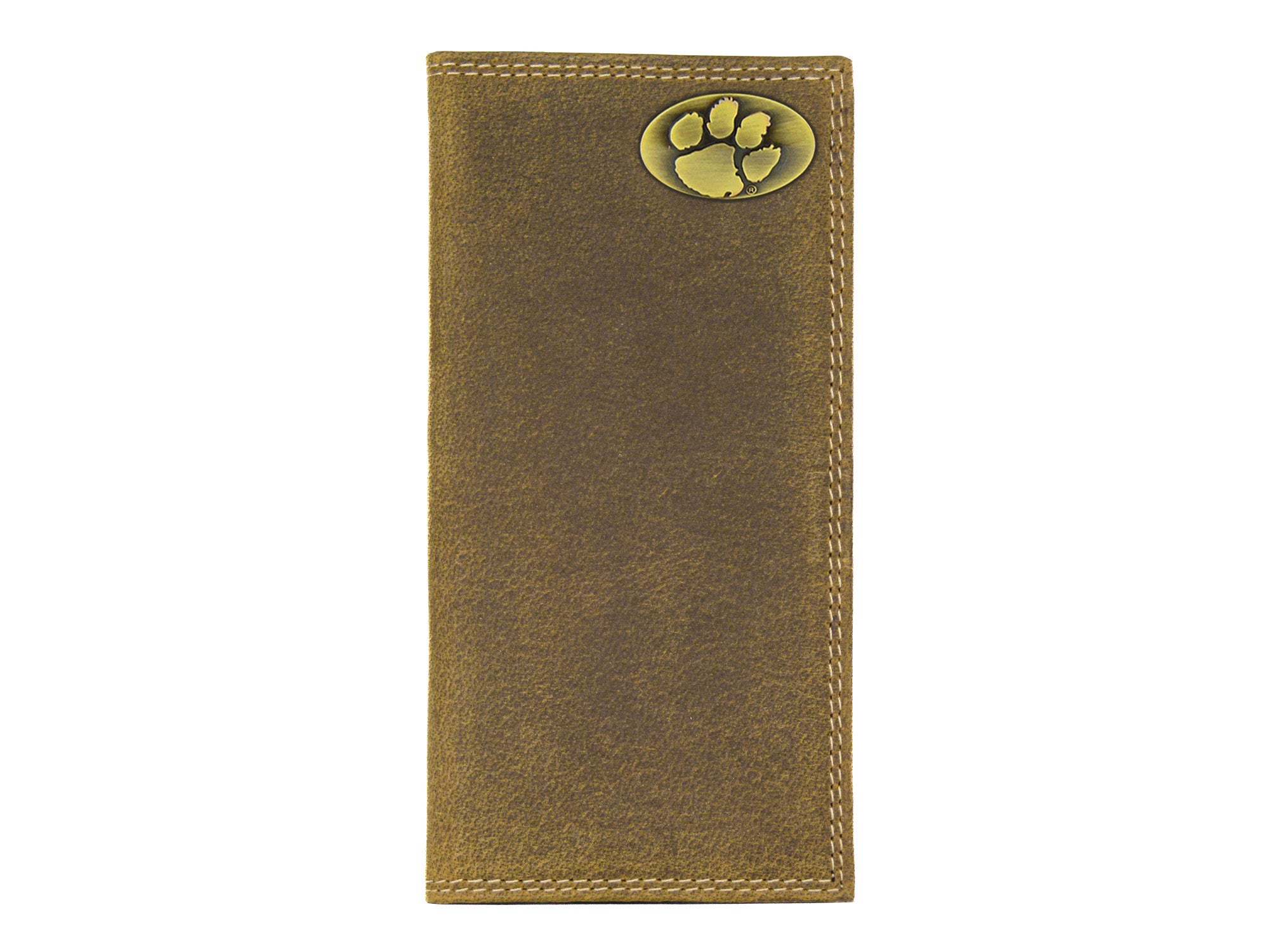 Clemson Tigers Vintage Tan Leather Secretary Wallet