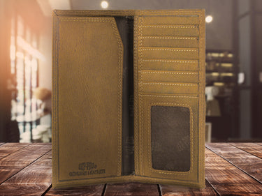 Texas Longhorns Vintage Tan Leather Secretary Wallet