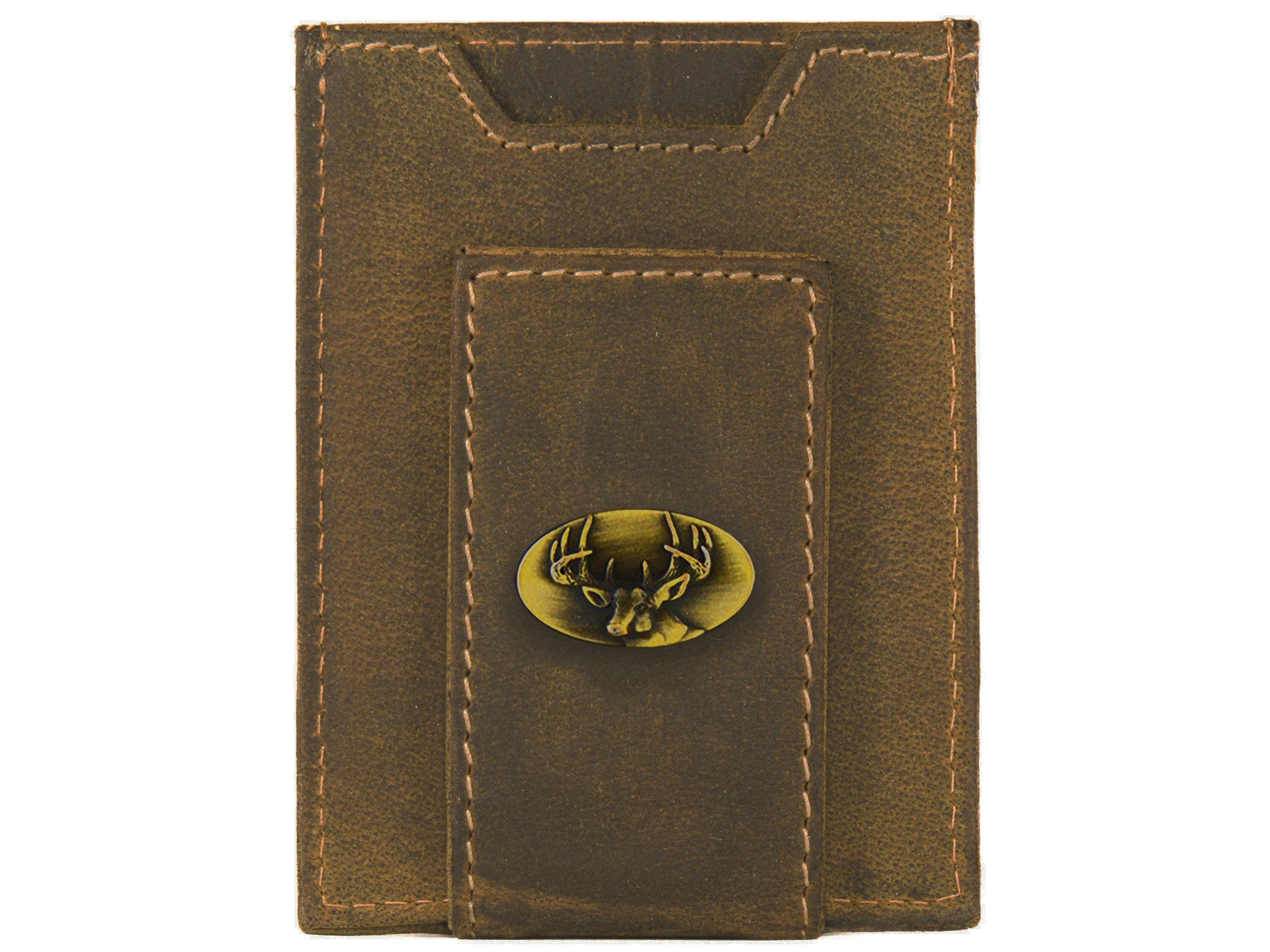 Buck Vintage Tan Leather Magnetic Front Pocket Wallet