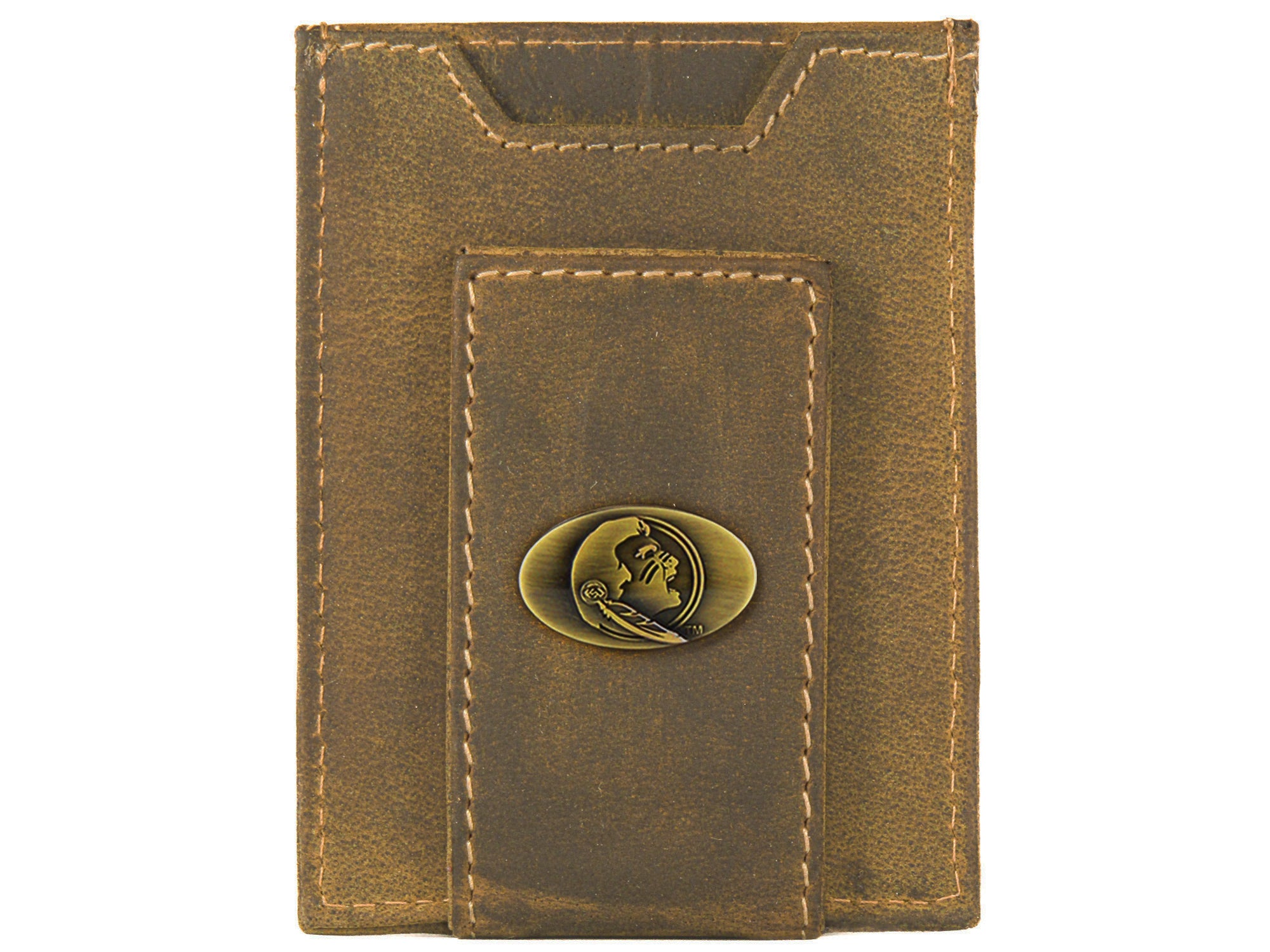 Florida State Seminoles Vintage Tan Leather Magnetic Front Pocket Wallet