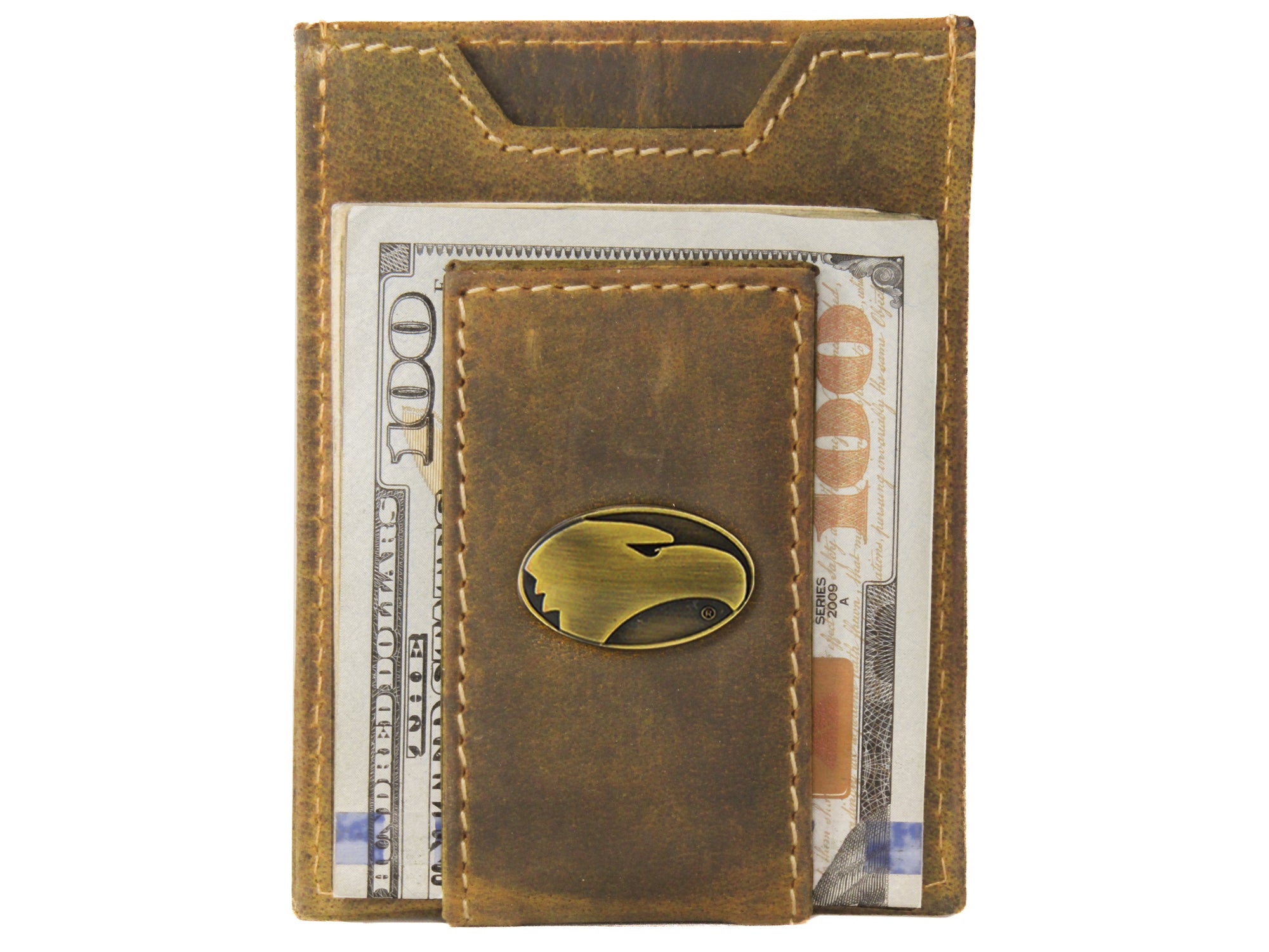 Georgia Southern Eagles Vintage Tan Leather Magnetic Front Pocket Wallet