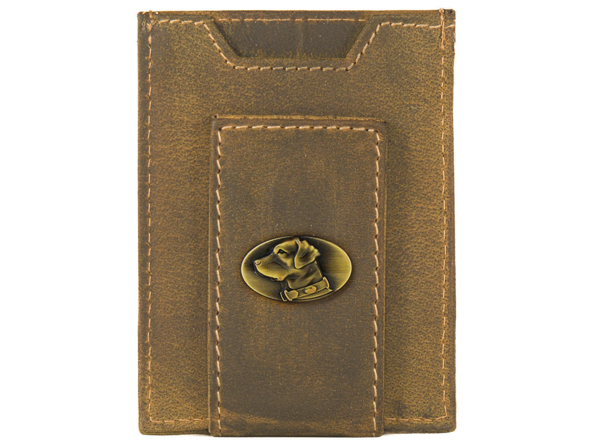 Lab Vintage Tan Leather Magnetic Front Pocket Wallet