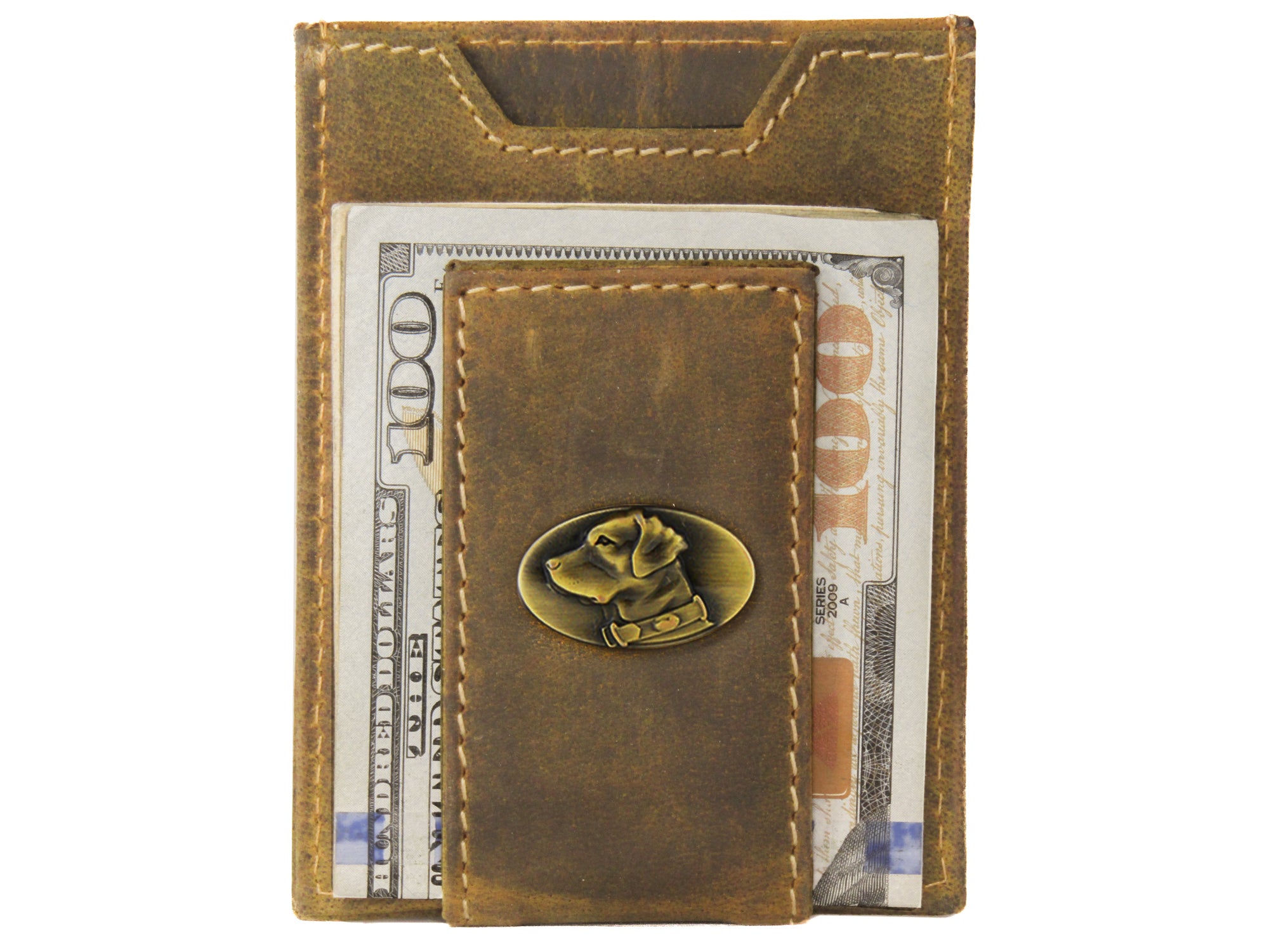 Lab Vintage Tan Leather Magnetic Front Pocket Wallet