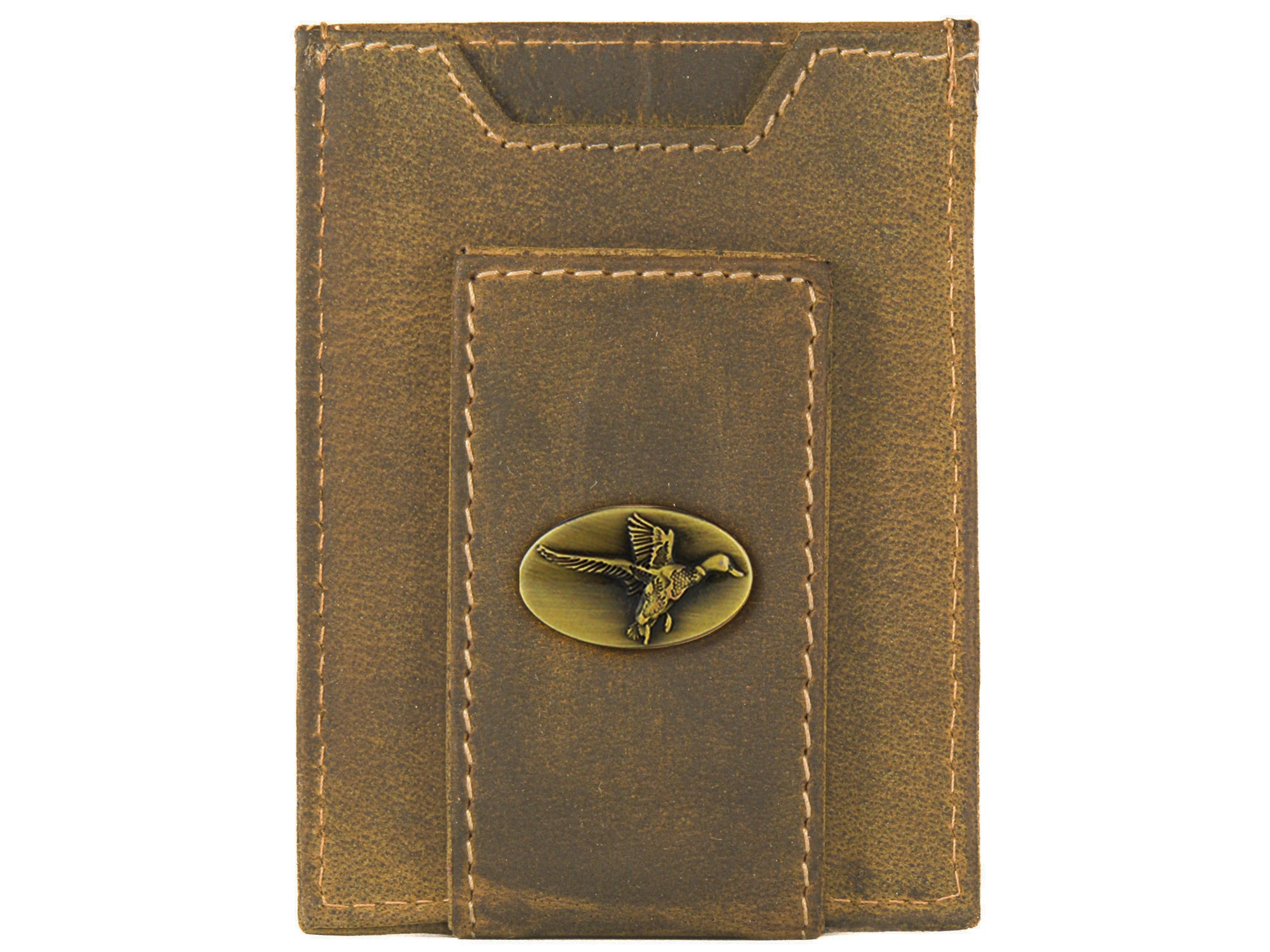 Mallard Vintage Tan Leather Magnetic Front Pocket Wallet