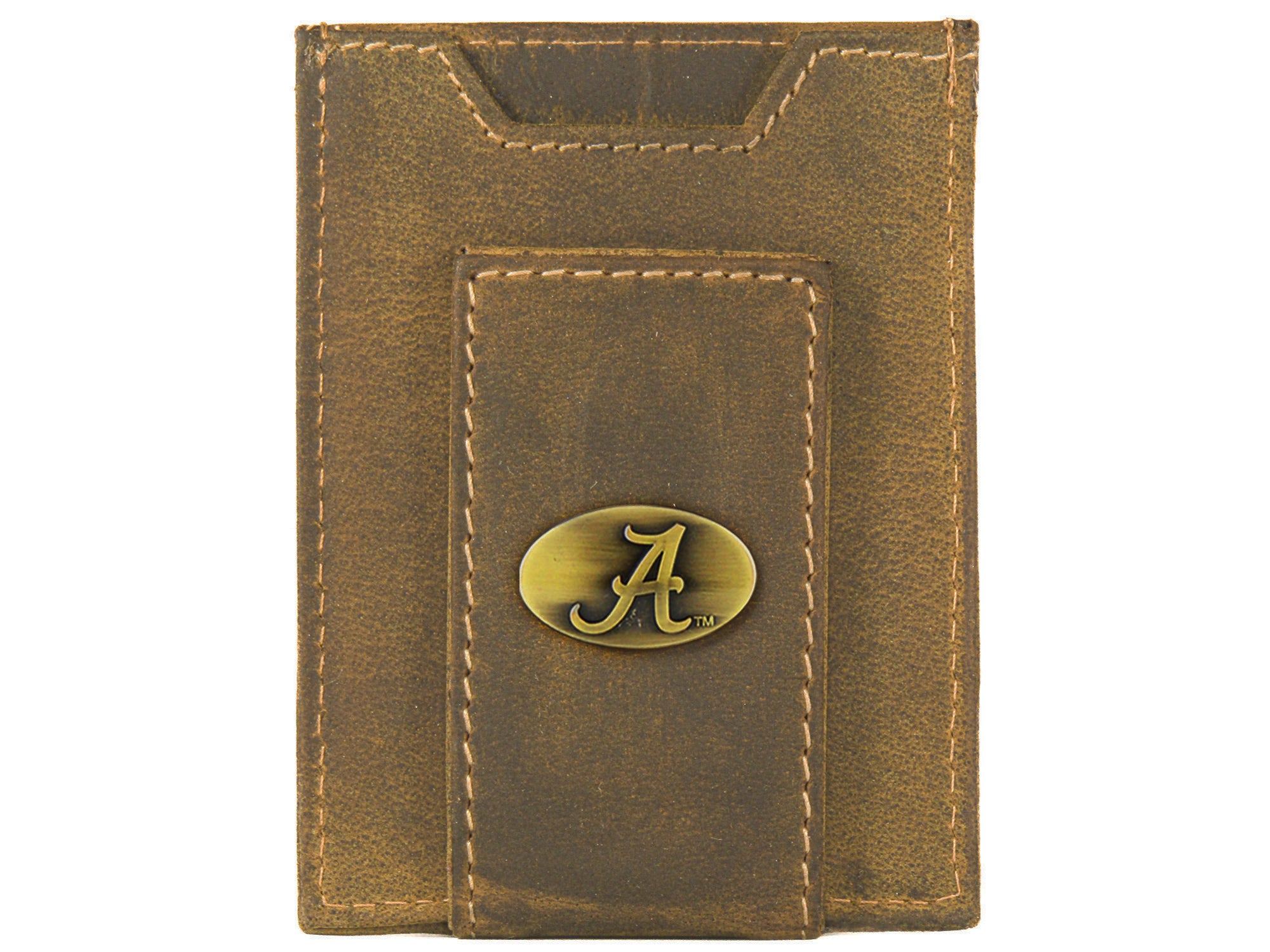Alabama Crimson Tide Vintage Tan Leather Magnetic Front Pocket Wallet