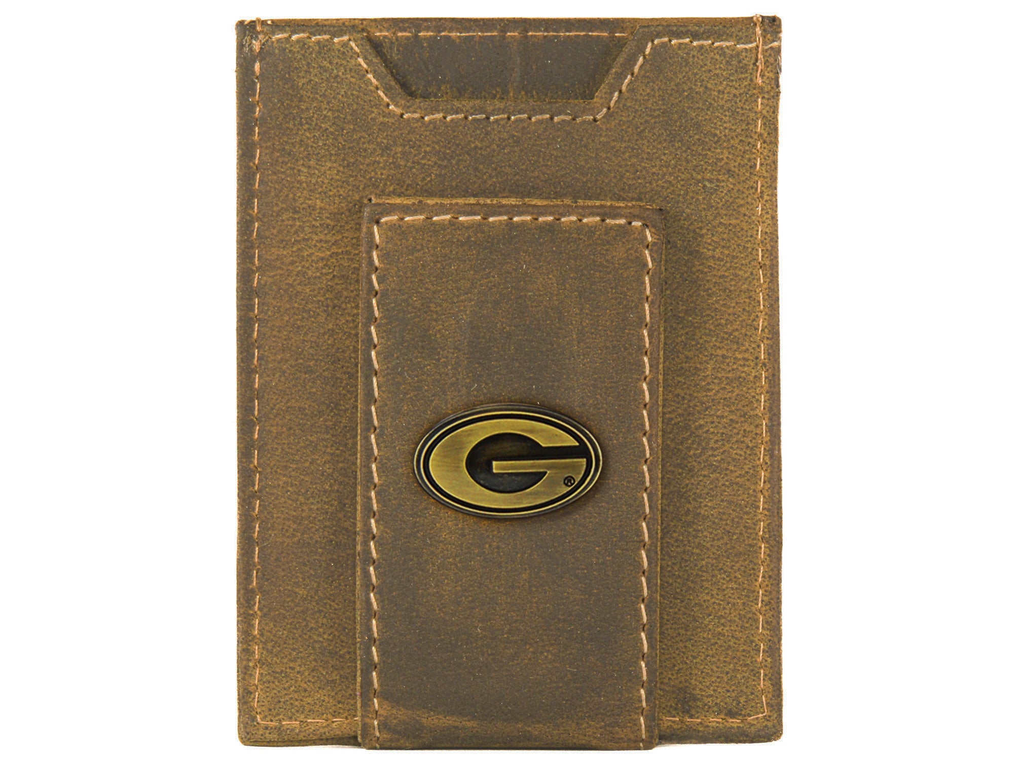 Georgia Bulldogs Vintage Tan Leather Magnetic Front Pocket Wallet