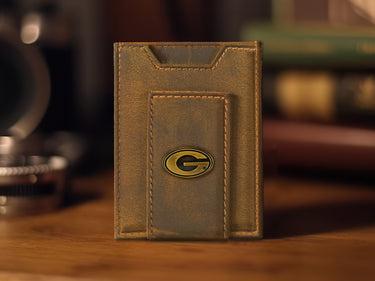 Georgia Bulldogs Vintage Tan Leather Magnetic Front Pocket Wallet