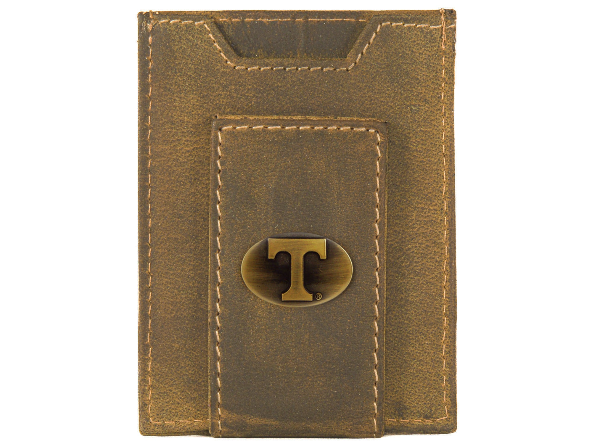 Tennessee Vols Vintage Tan Leather Magnetic Front Pocket Wallet