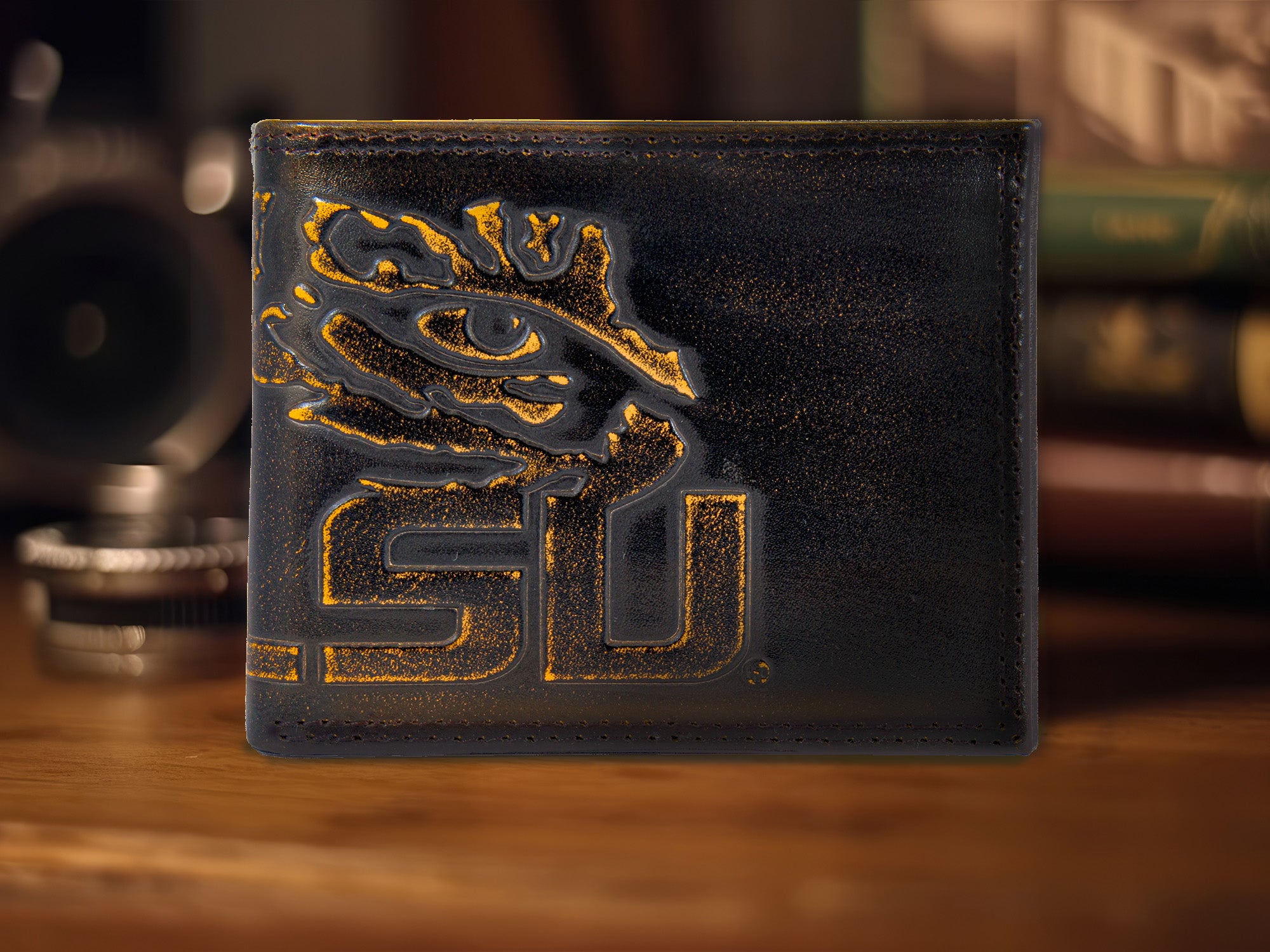 LSU Tigers Burnished Leather Bifold Wallet