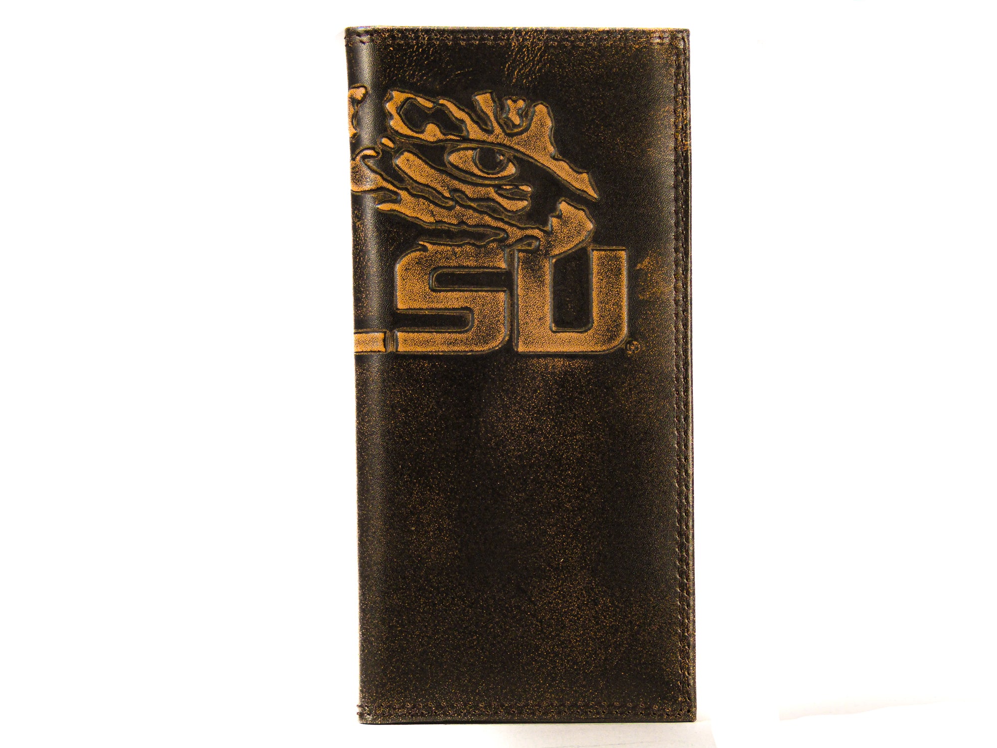 LSU Tigers Burnished Leather Secretary Wallet