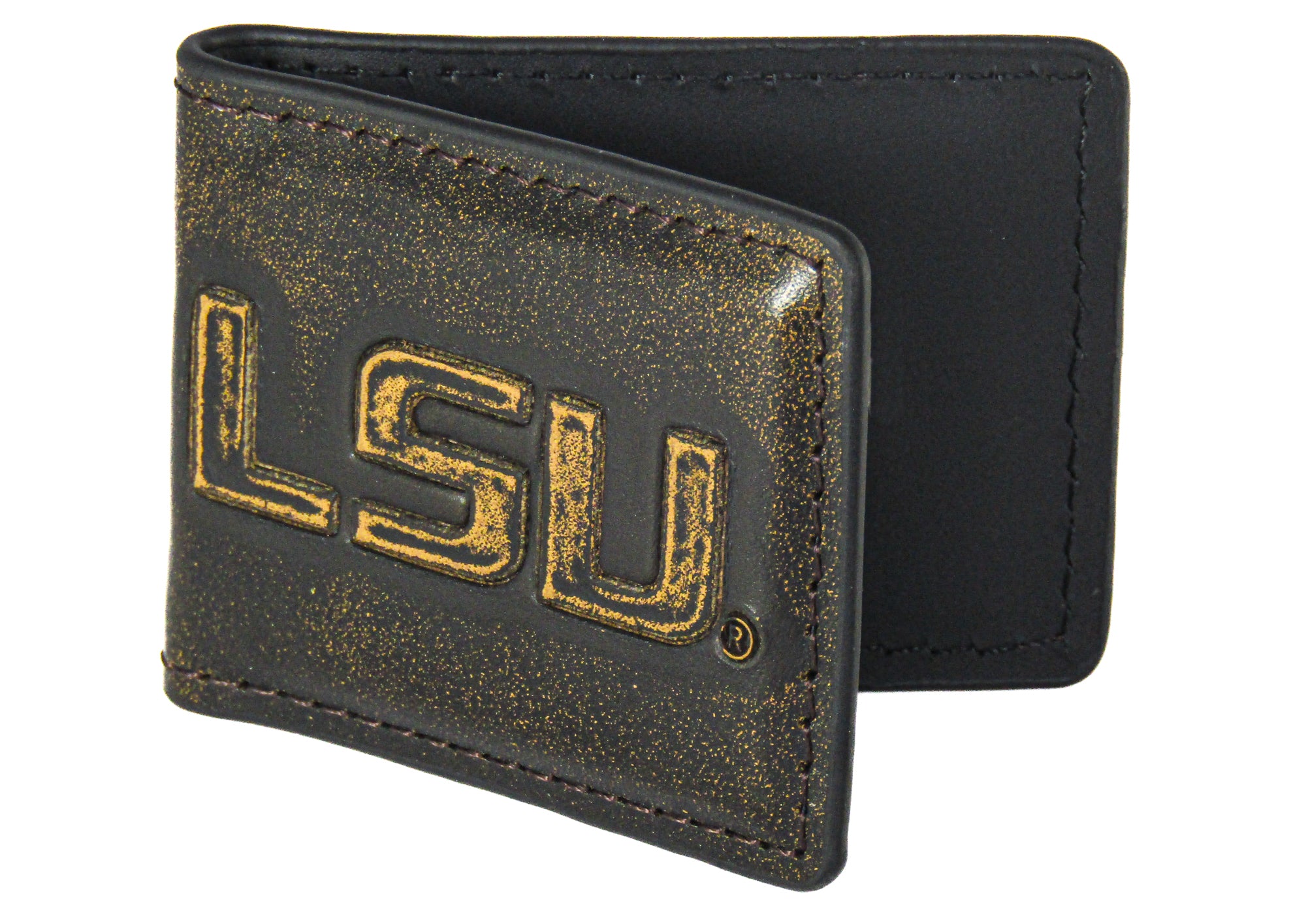 LSU Tigers Burnished Leather Money Clip