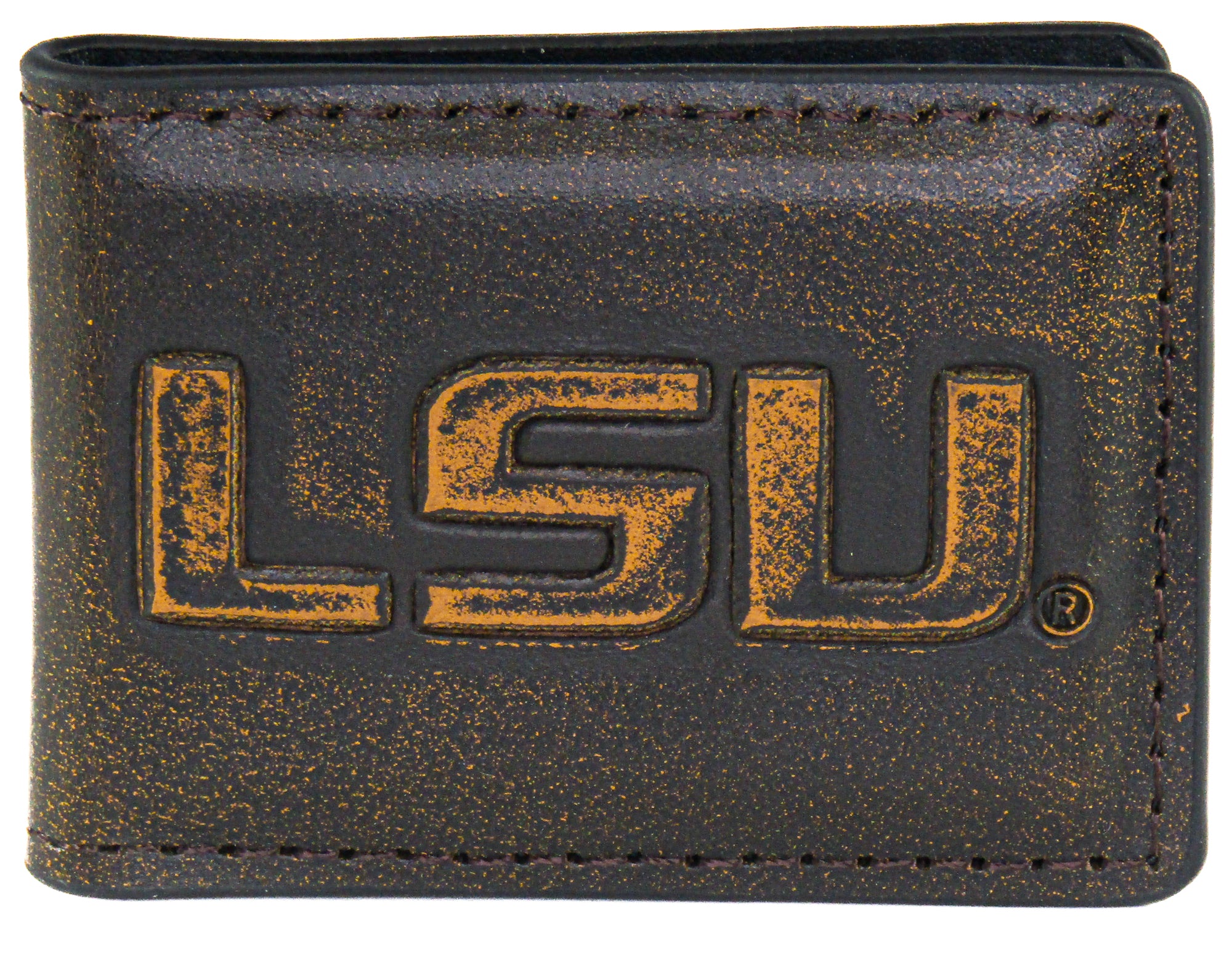 LSU Tigers Burnished Leather Money Clip