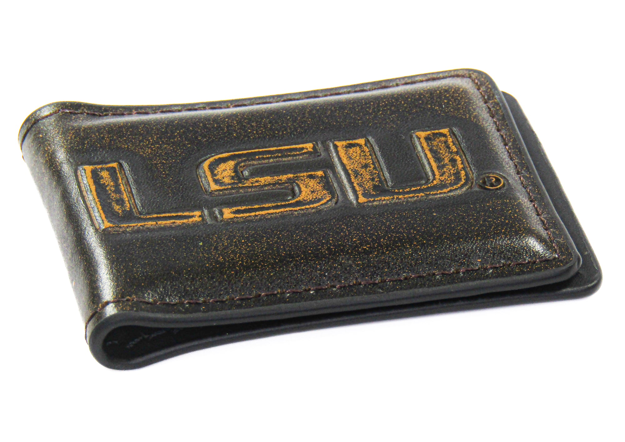 LSU Tigers Burnished Leather Money Clip