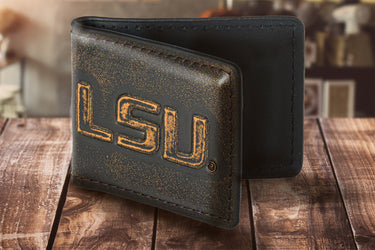LSU Tigers Burnished Leather Money Clip