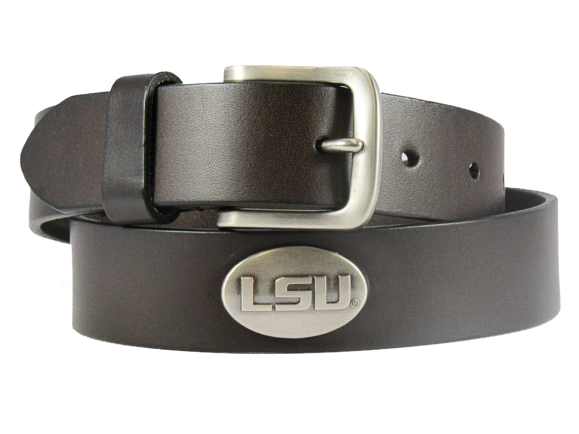 LSU Tigers Men's Collegiate Brown Leather Concho Belt.