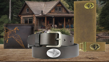 Mallard Men's Brown Leather Concho Belt