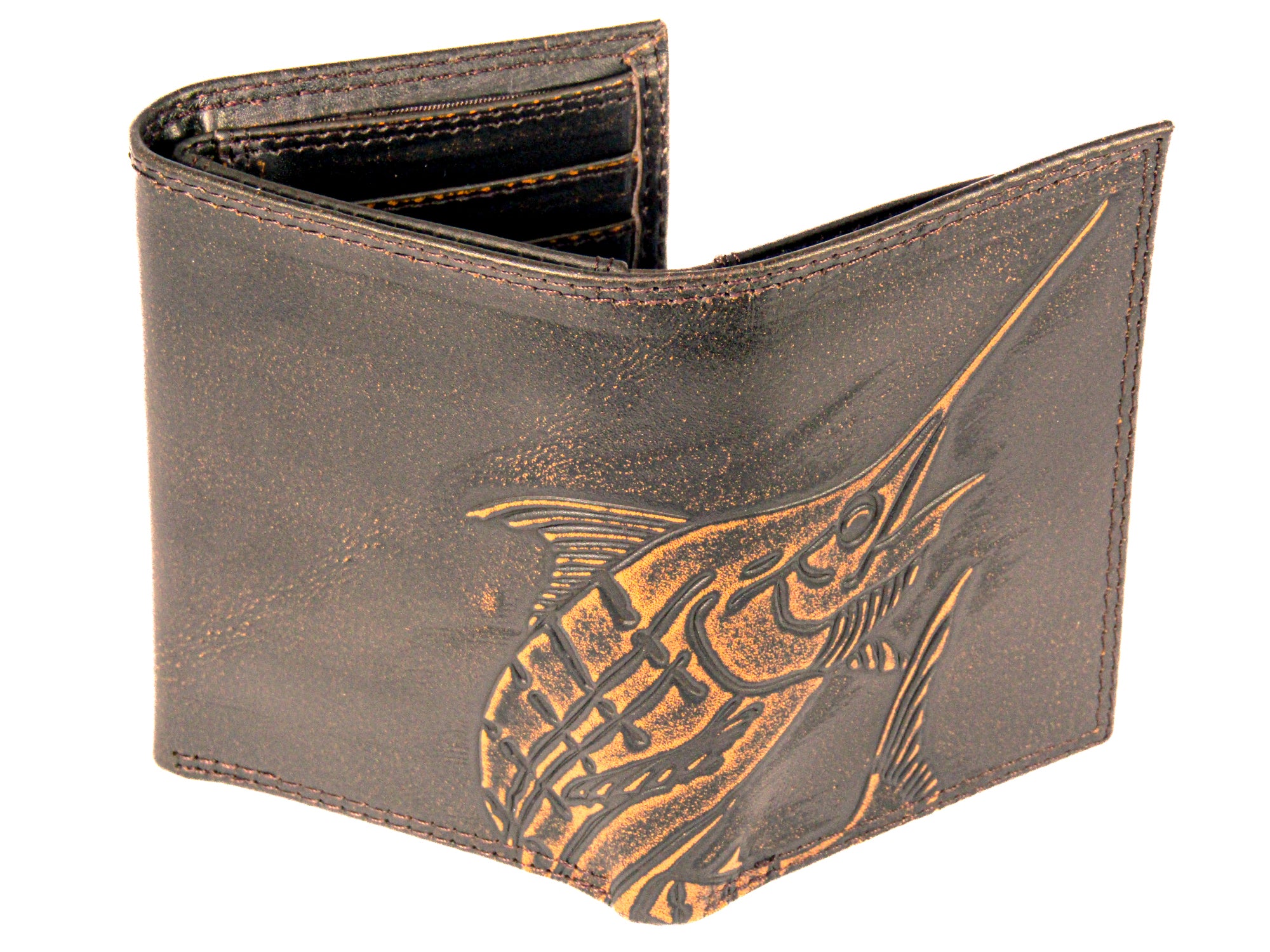 Marlin Burnished Leather Trifold Wallet