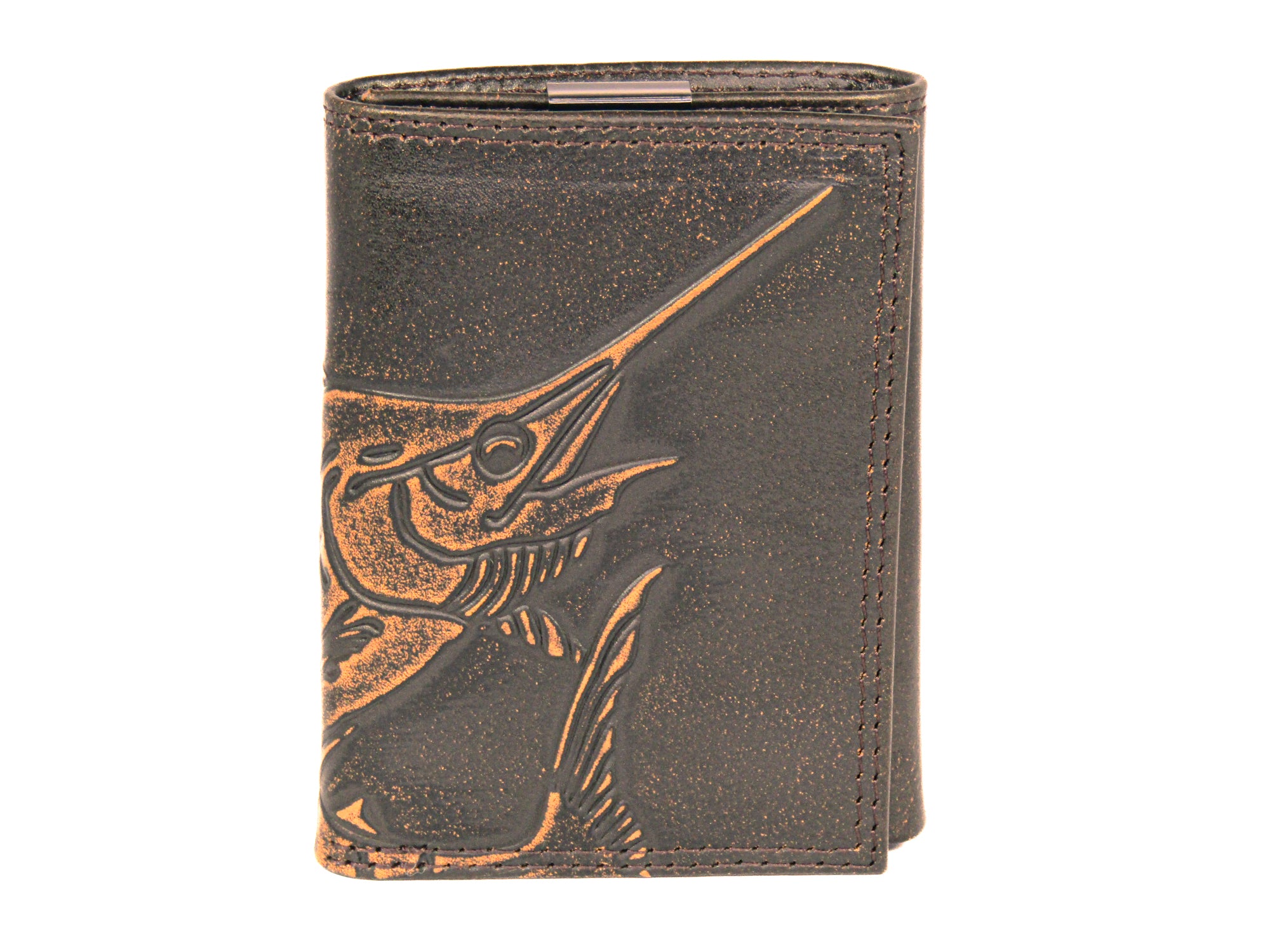 Marlin Burnished Leather Trifold Wallet