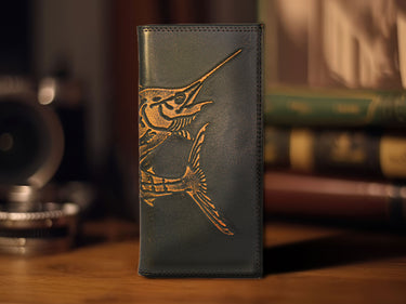 Marlin Burnished Leather Secretary Wallet