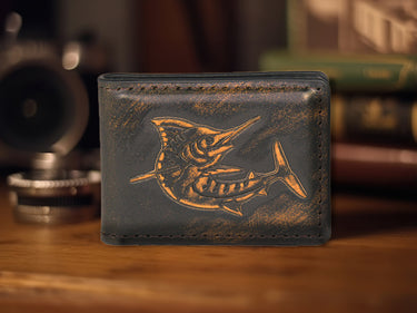 Marlin Burnished Leather Money Clip