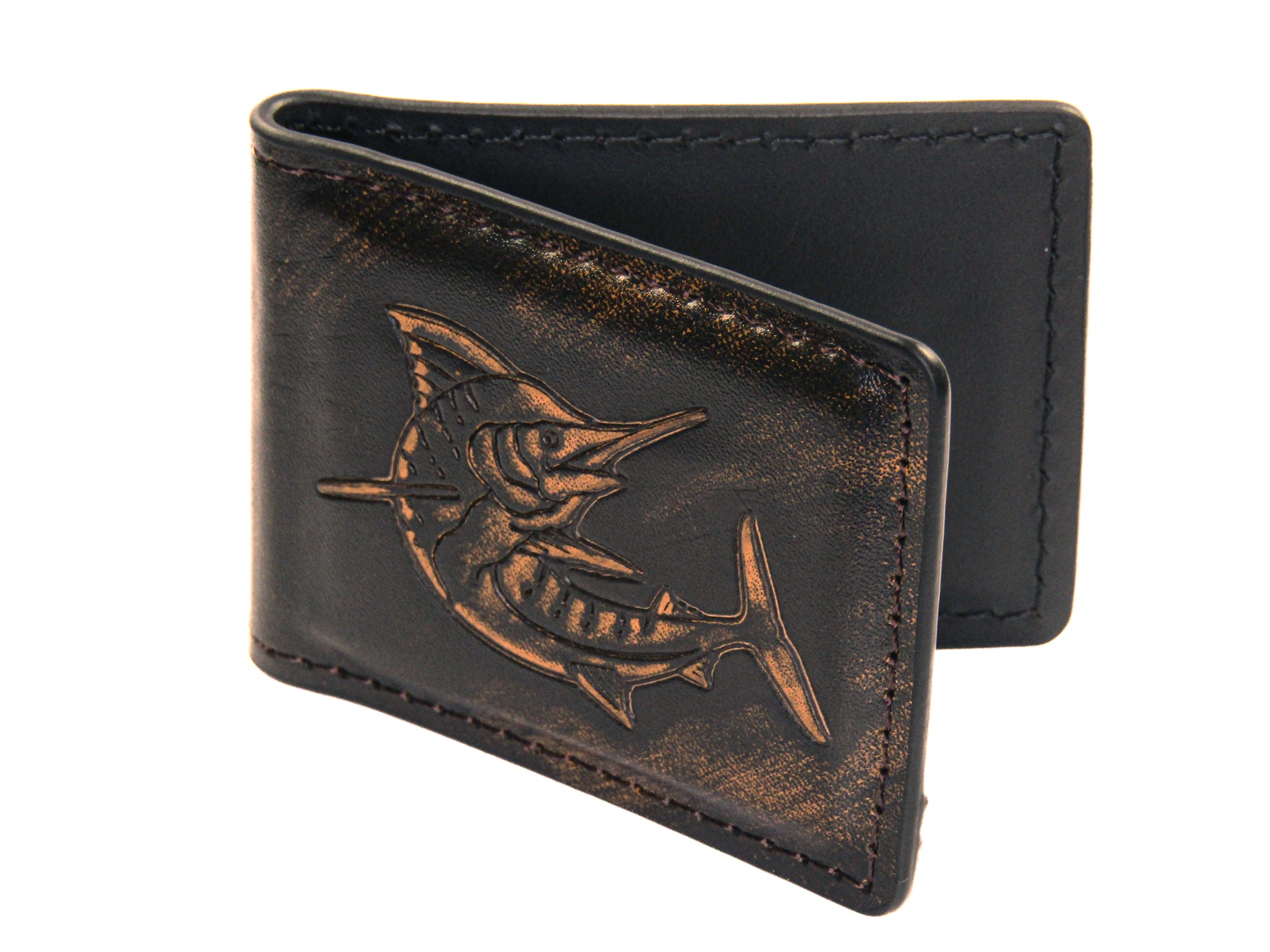 Marlin Burnished Leather Money Clip