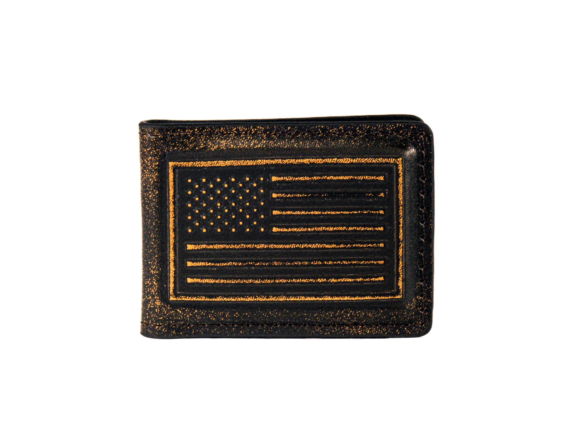 American Flag Burnished Leather Money Clip