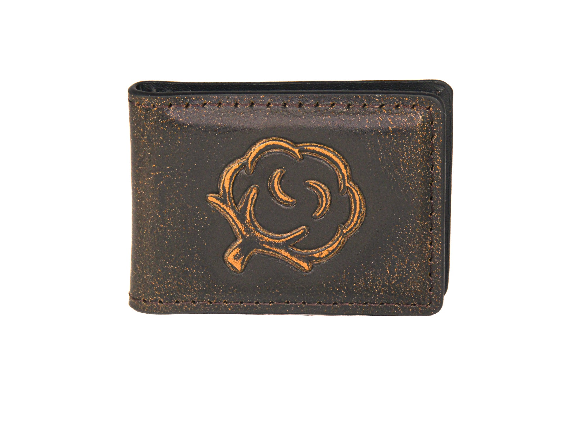 Cotton Boll Burnished Leather Money Clip