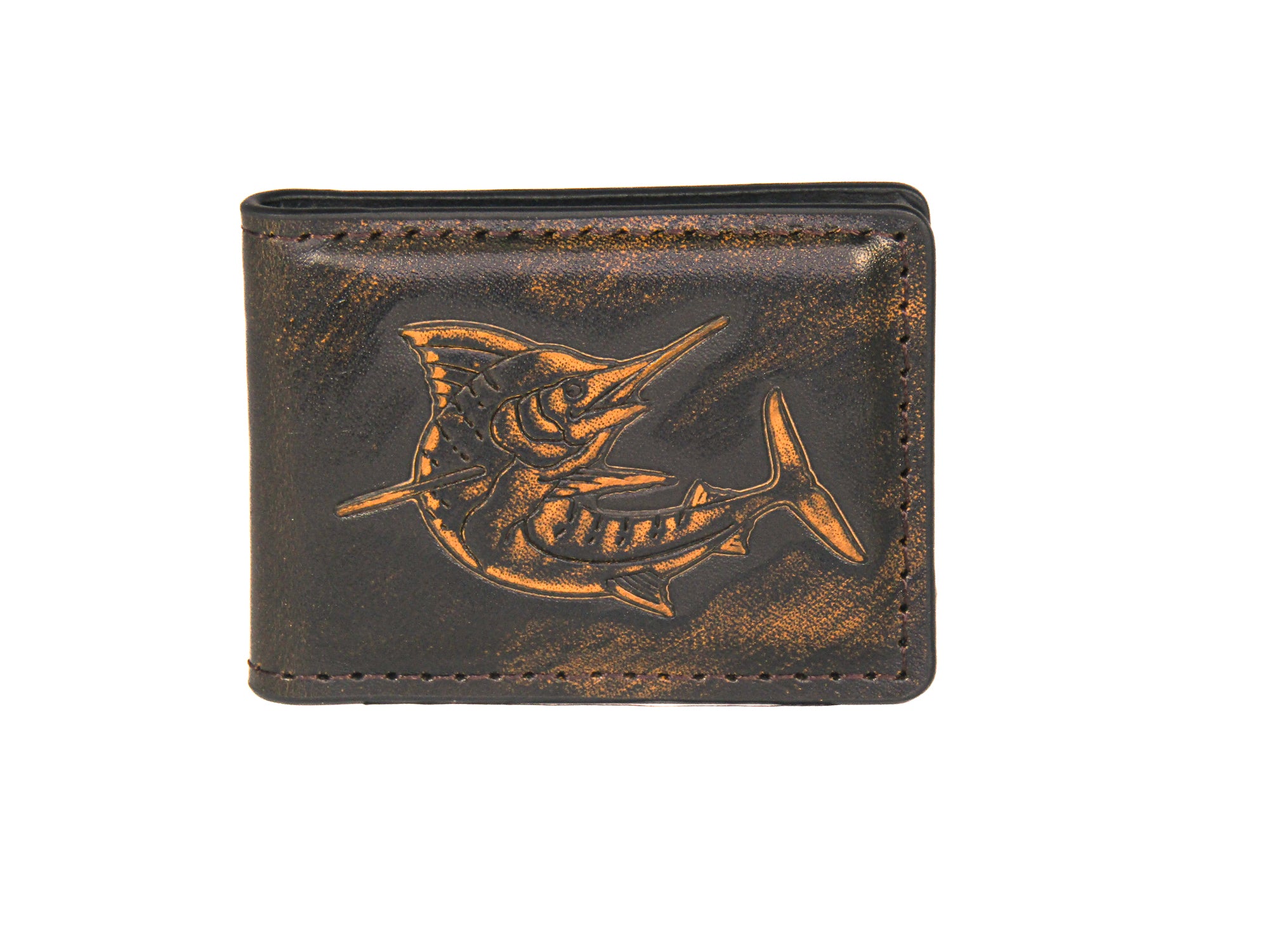 Marlin Burnished Leather Money Clip