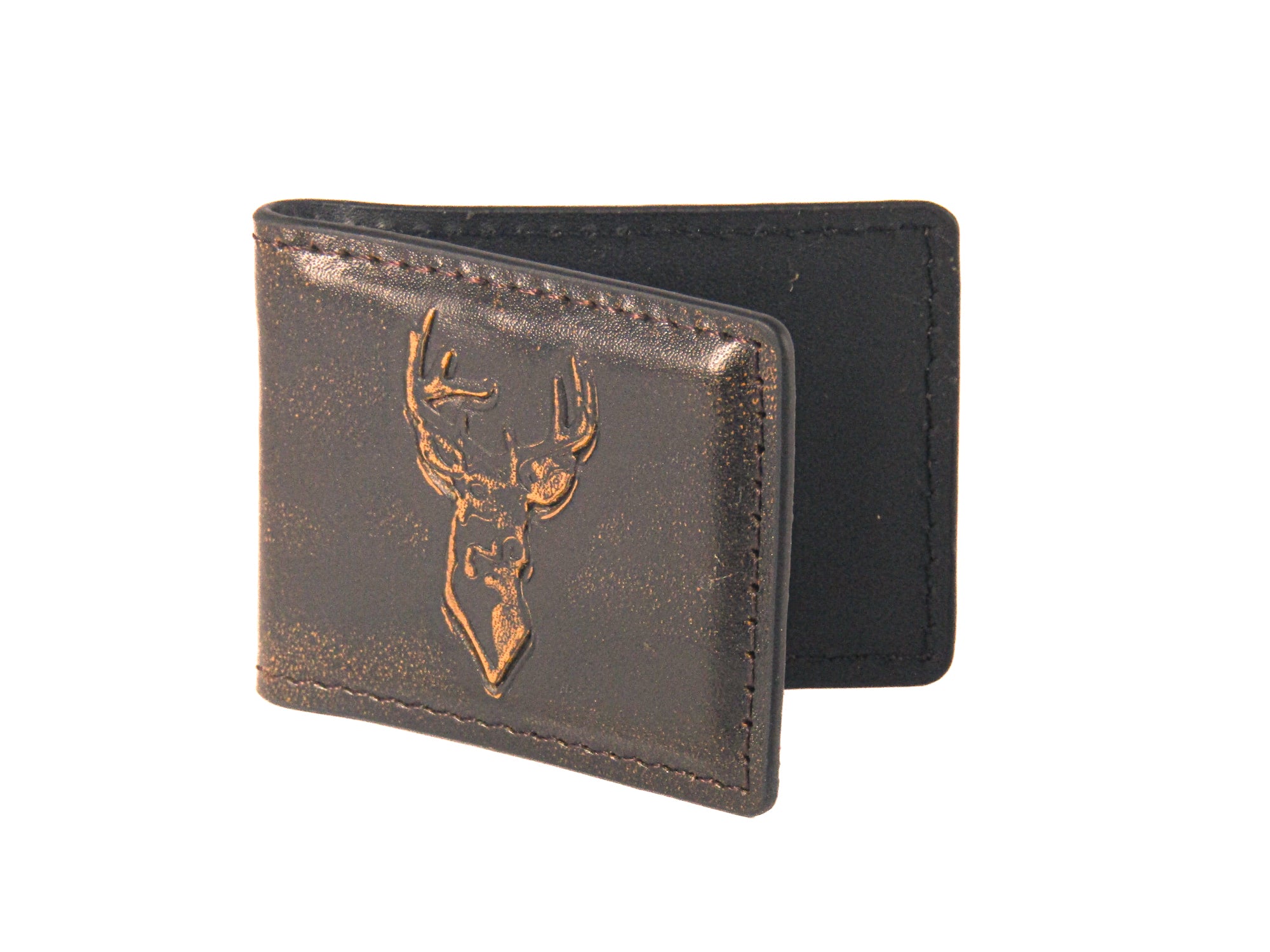 Buck Burnished Leather Money Clip