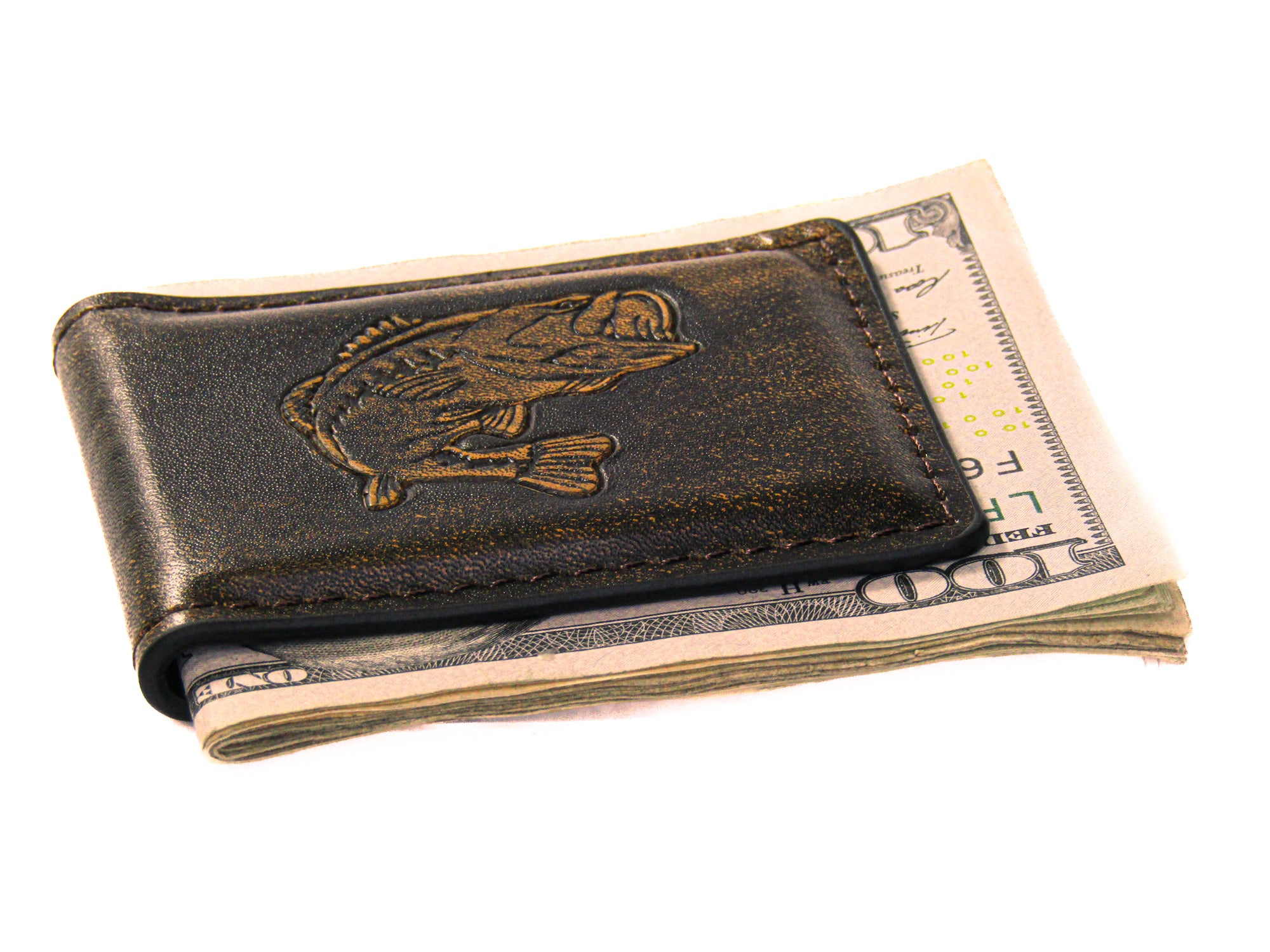 Bass Burnished Leather Money Clip