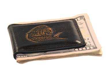 Dolphin Mahi-Mahi Burnished Leather Money Clip