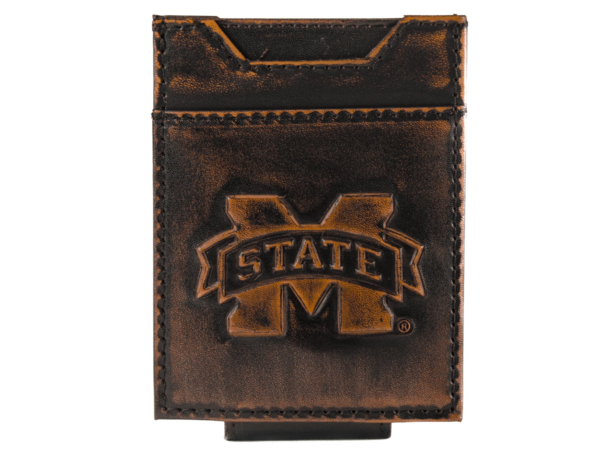 Mississippi State Bulldogs Burnished Leather Magnetic Front Pocket Wallet