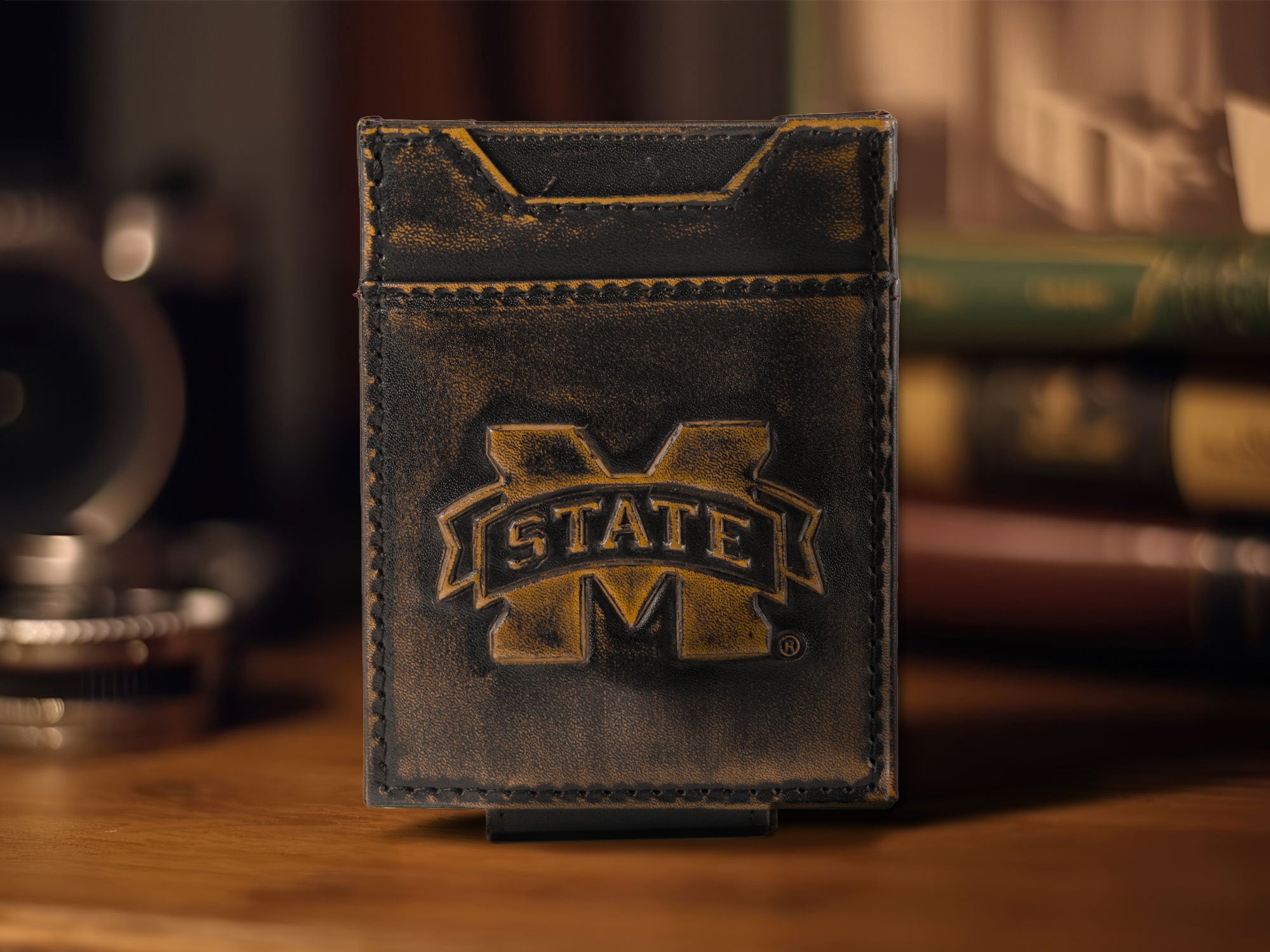 Mississippi State Bulldogs Burnished Leather Magnetic Front Pocket Wallet