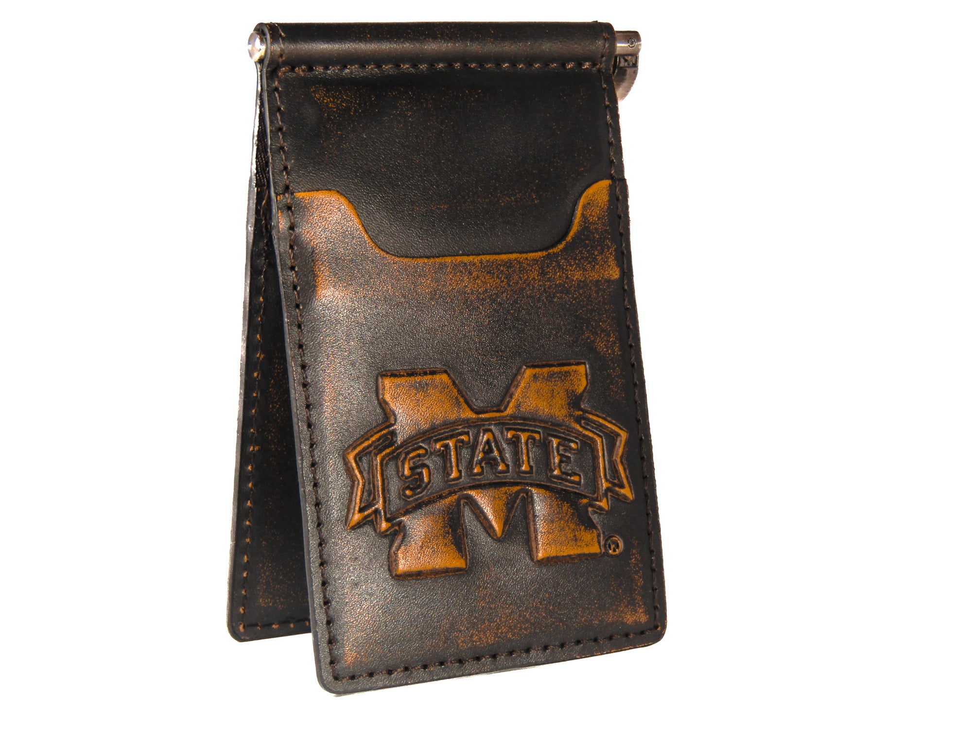 Mississippi State Bulldogs Burnished Leather Front Pocket Clip Wallet