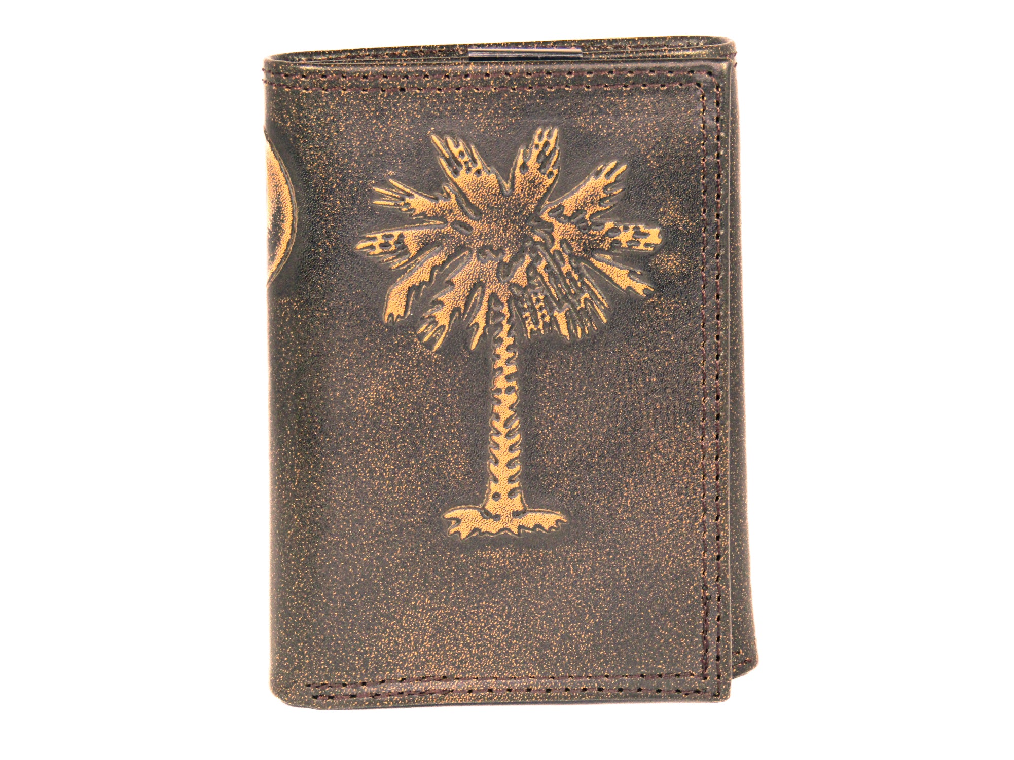 SC Palmetto Burnished Leather Trifold Wallet