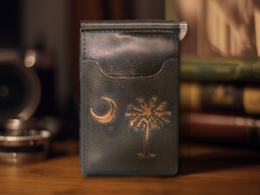 SC Palmetto Burnished Leather Front Pocket Clip Wallet