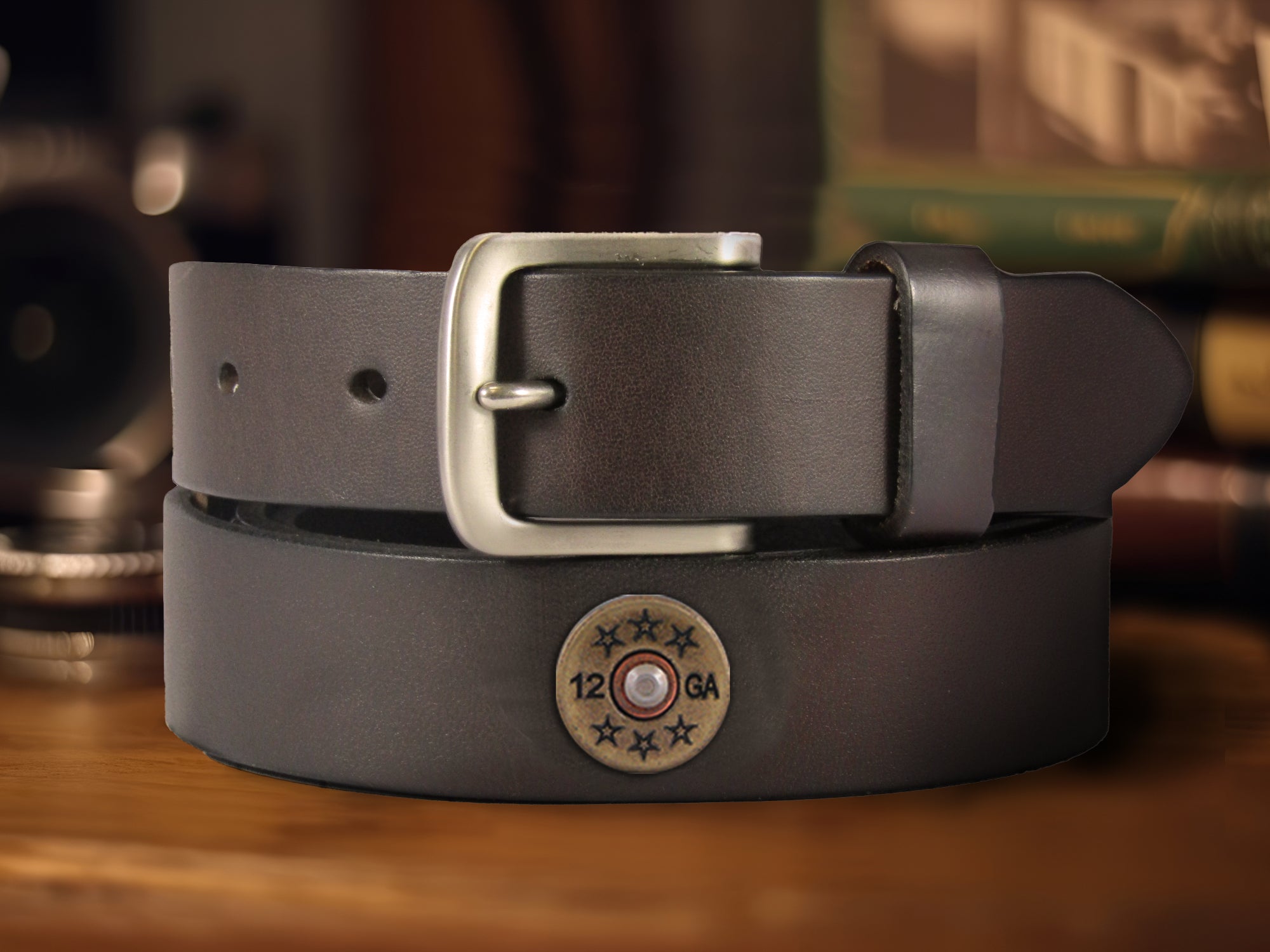 Shotshell Men's Brown Leather Concho Belt