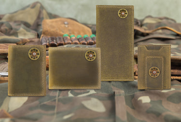 Shotshell Vintage Tan Leather Secretary Wallet