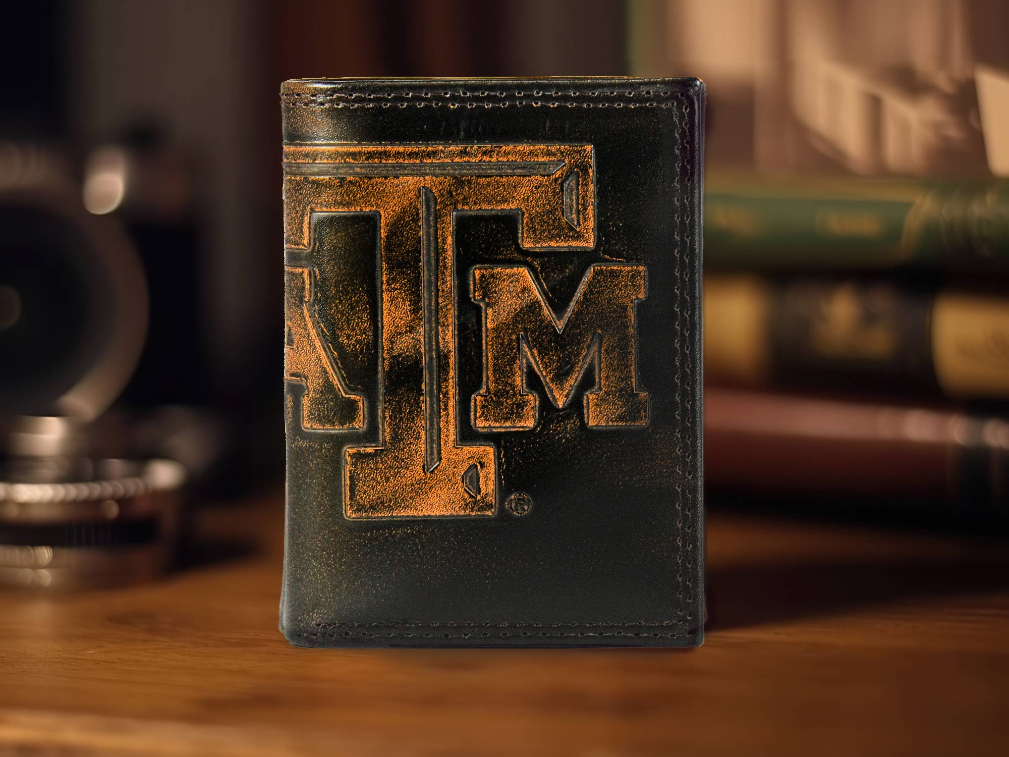 Texas A&M Aggies Burnished Leather Trifold Wallet