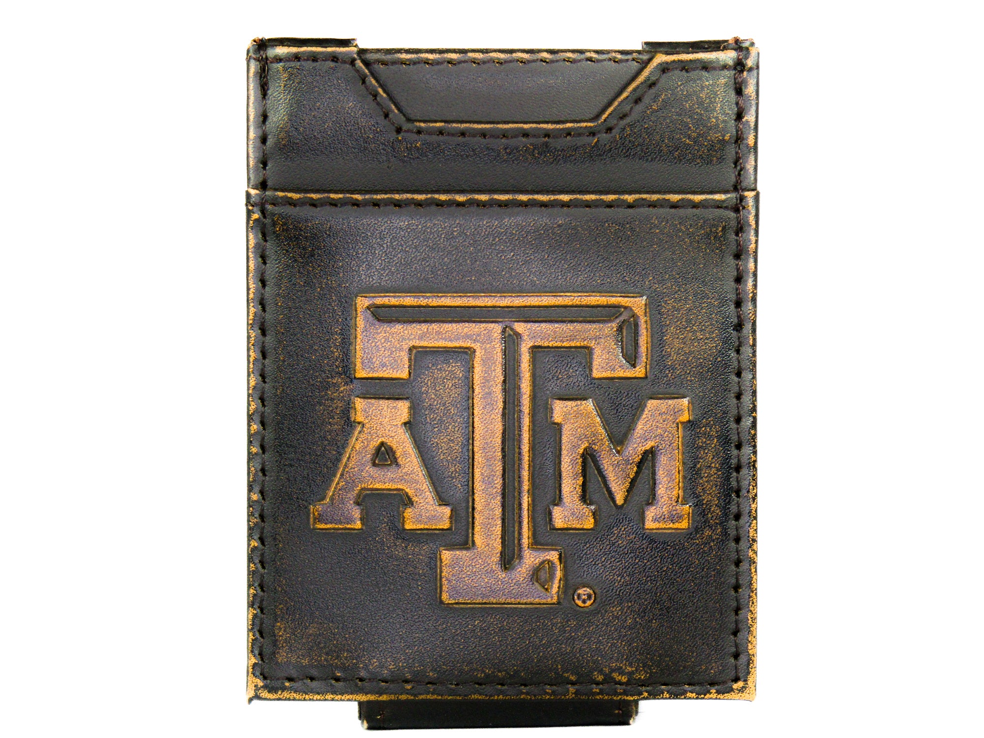 Texas A&M Aggies Burnished Leather Magnetic Front Pocket Wallet