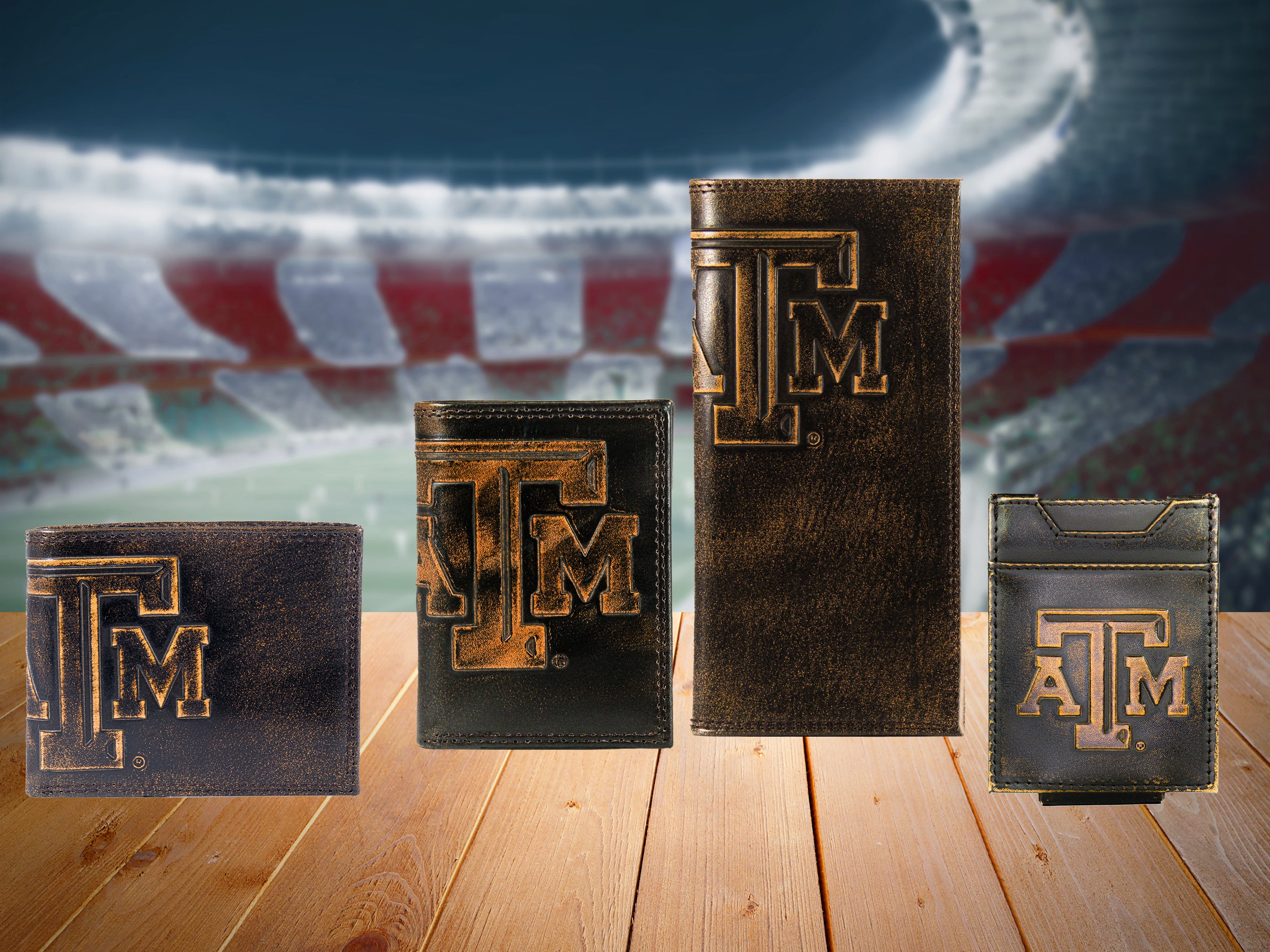 Texas A&M Aggies Burnished Leather Magnetic Front Pocket Wallet