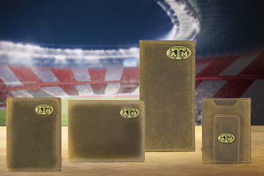 Texas A&M Aggies Vintage Tan Leather Trifold Wallet