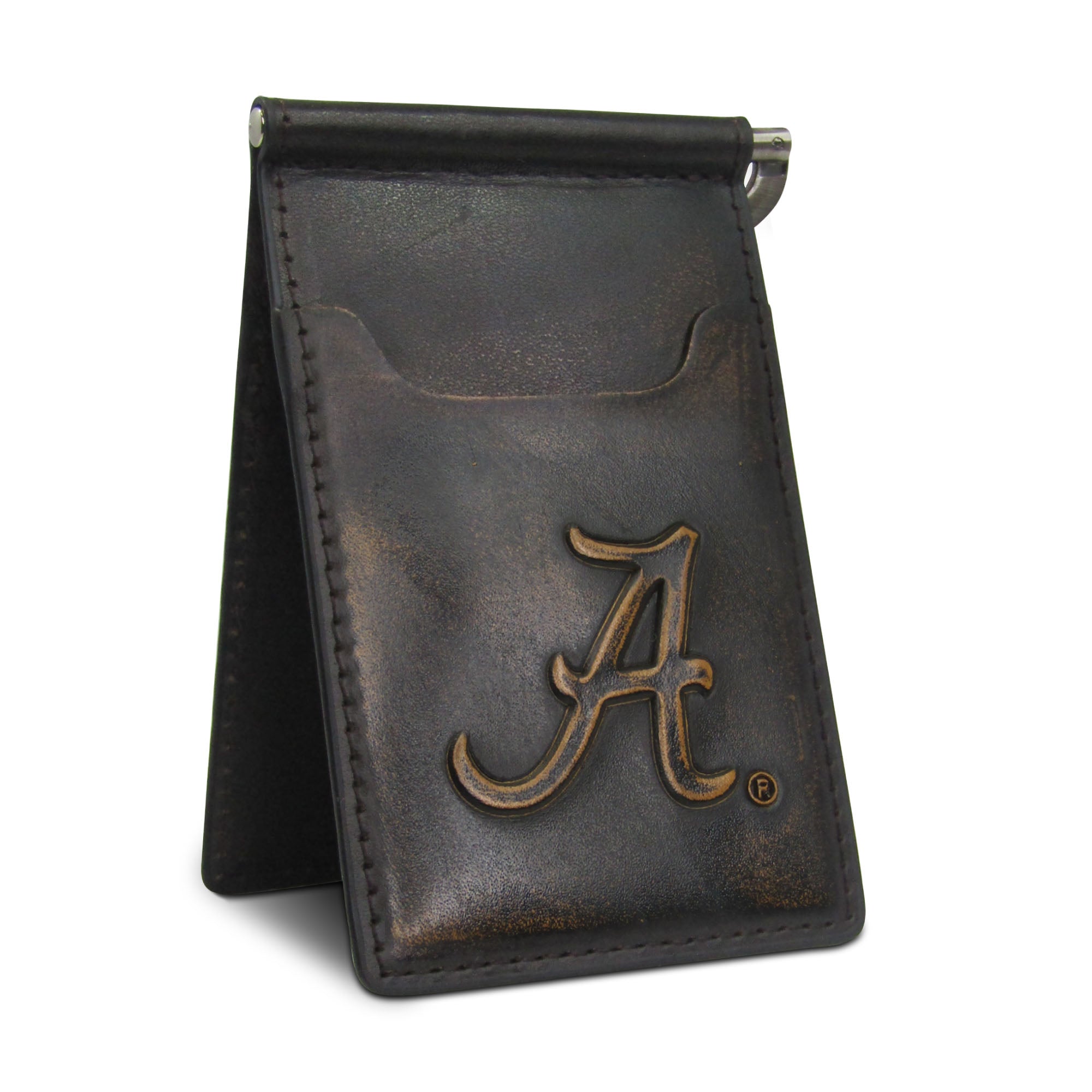 Alabama Crimson Tide Burnished Leather Front Pocket Clip Wallet